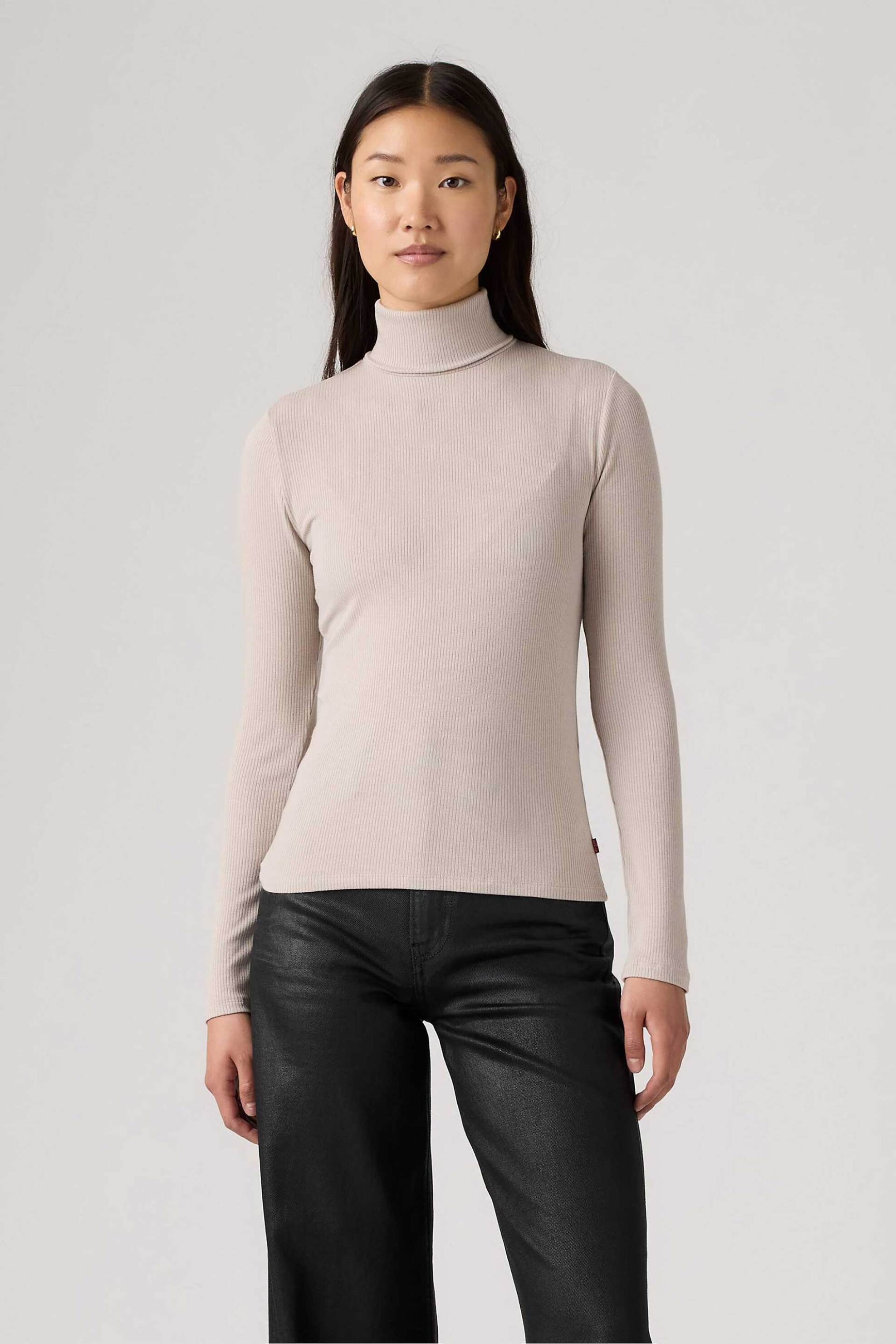 Levi's® γυναικεία πλεκτή μπλούζα ζιβάγκο ribbed Slim Fit "Dreamy" - A87690014 Γκρι Ανοιχτό