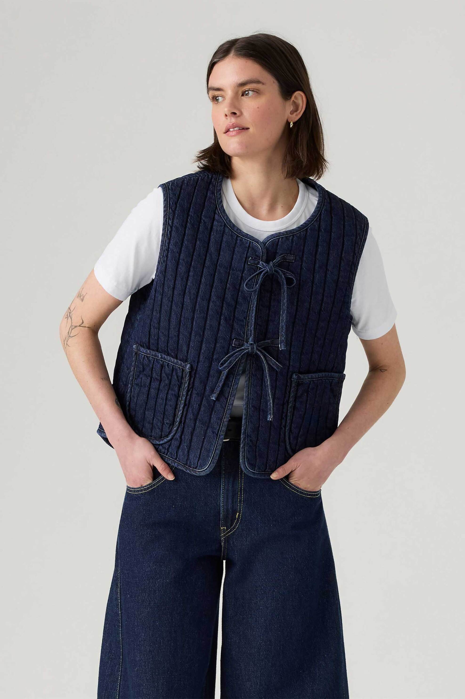 LEVI'S Levi's® γυναικείο denim γιλέκο με καπιτονέ σχέδιο Standard Fit "Lottie Liner" - 003G30000 Denim Blue Σκούρο