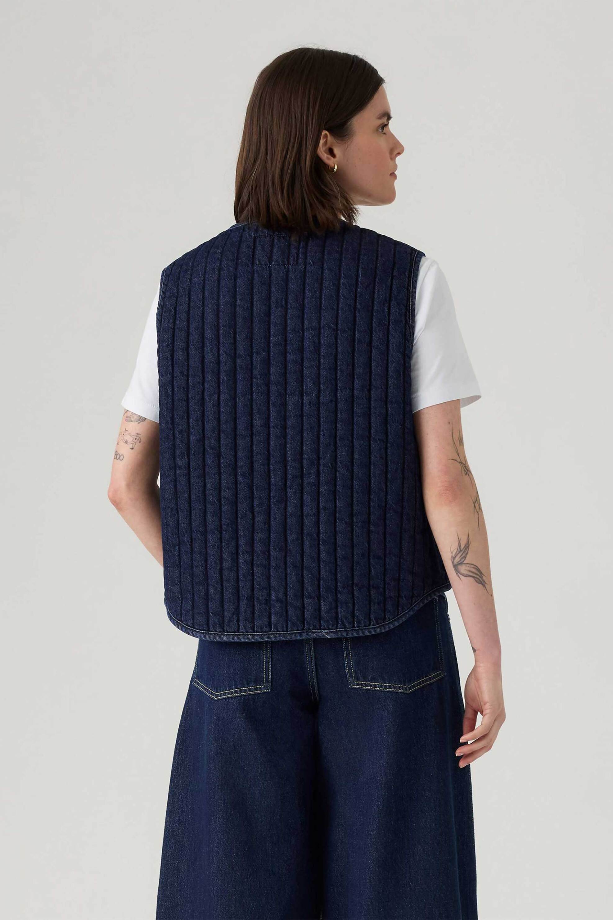 Levi's® γυναικείο denim γιλέκο με καπιτονέ σχέδιο Standard Fit "Lottie Liner" - 003G30000 Denim Blue Σκούρο φωτογραφία