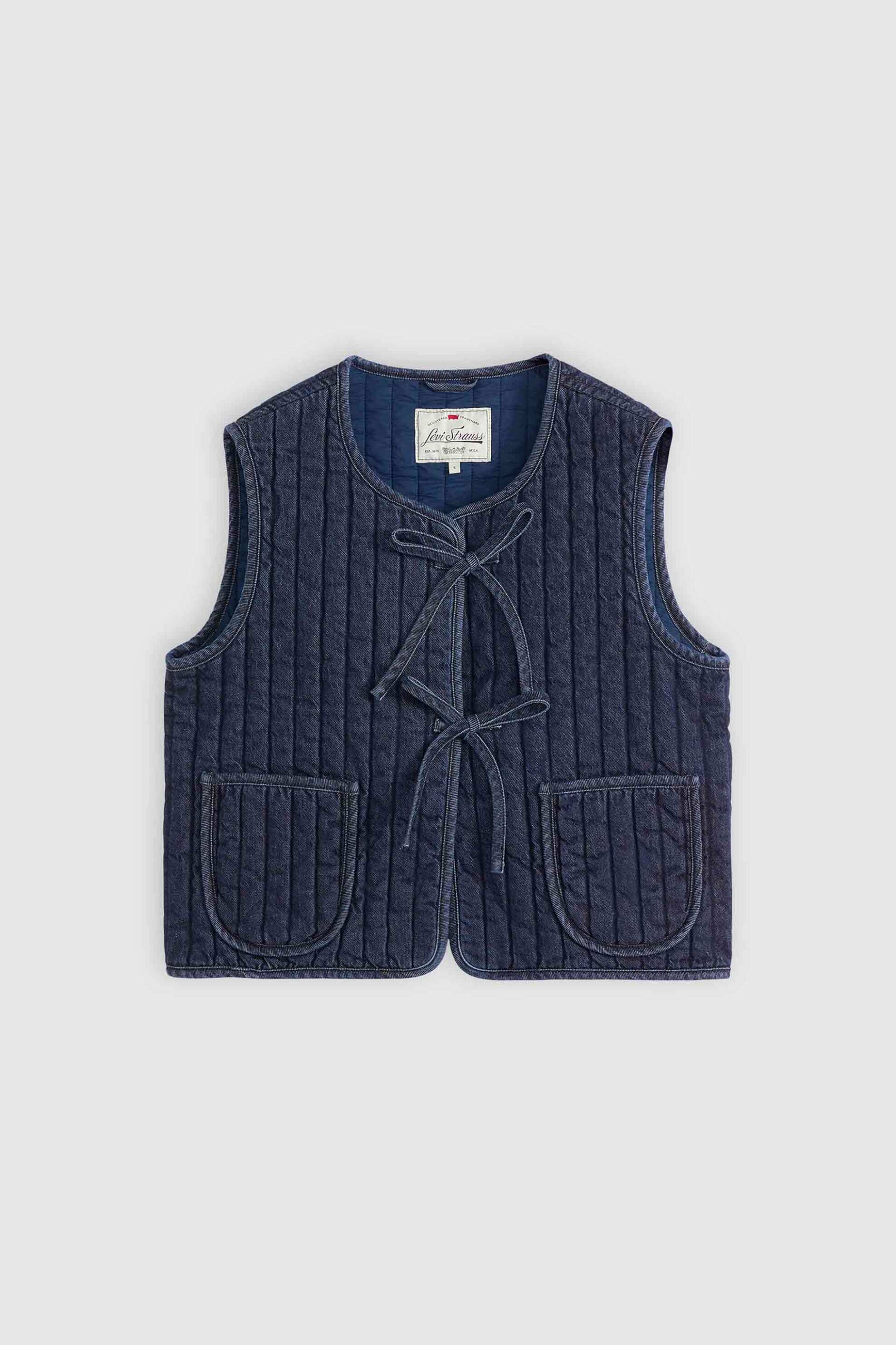 Levi's® γυναικείο denim γιλέκο με καπιτονέ σχέδιο Standard Fit "Lottie Liner" - 003G30000 Denim Blue Σκούρο φωτογραφία