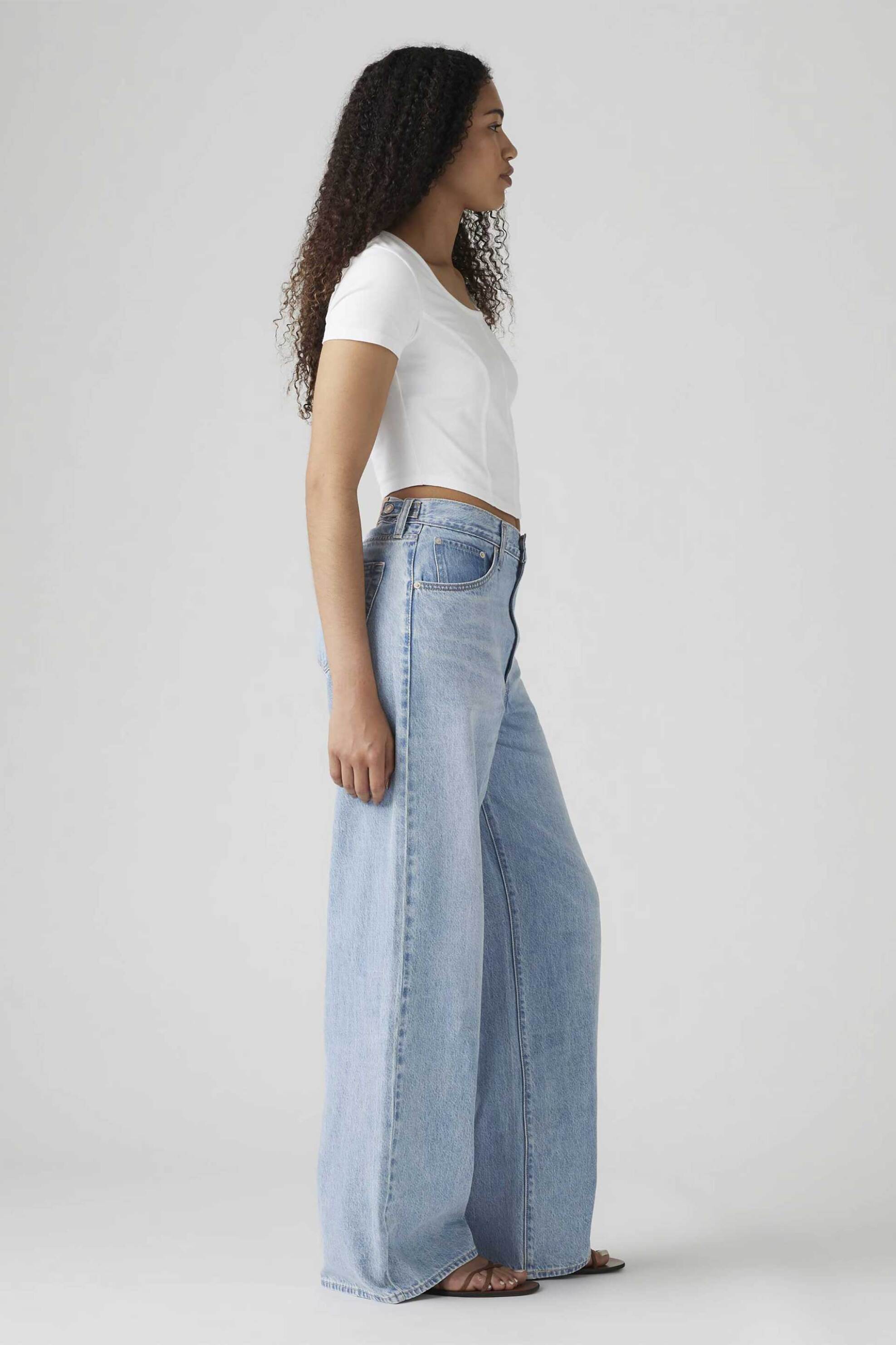 LEVI'S Levi's® γυναικείο ψηλόμεσο τζιν παντελόνι πεντάτσεπο Straight Wide Fit "Cinch Baggy" - 001UP0000 Denim Blue Ανοιχτό - 2