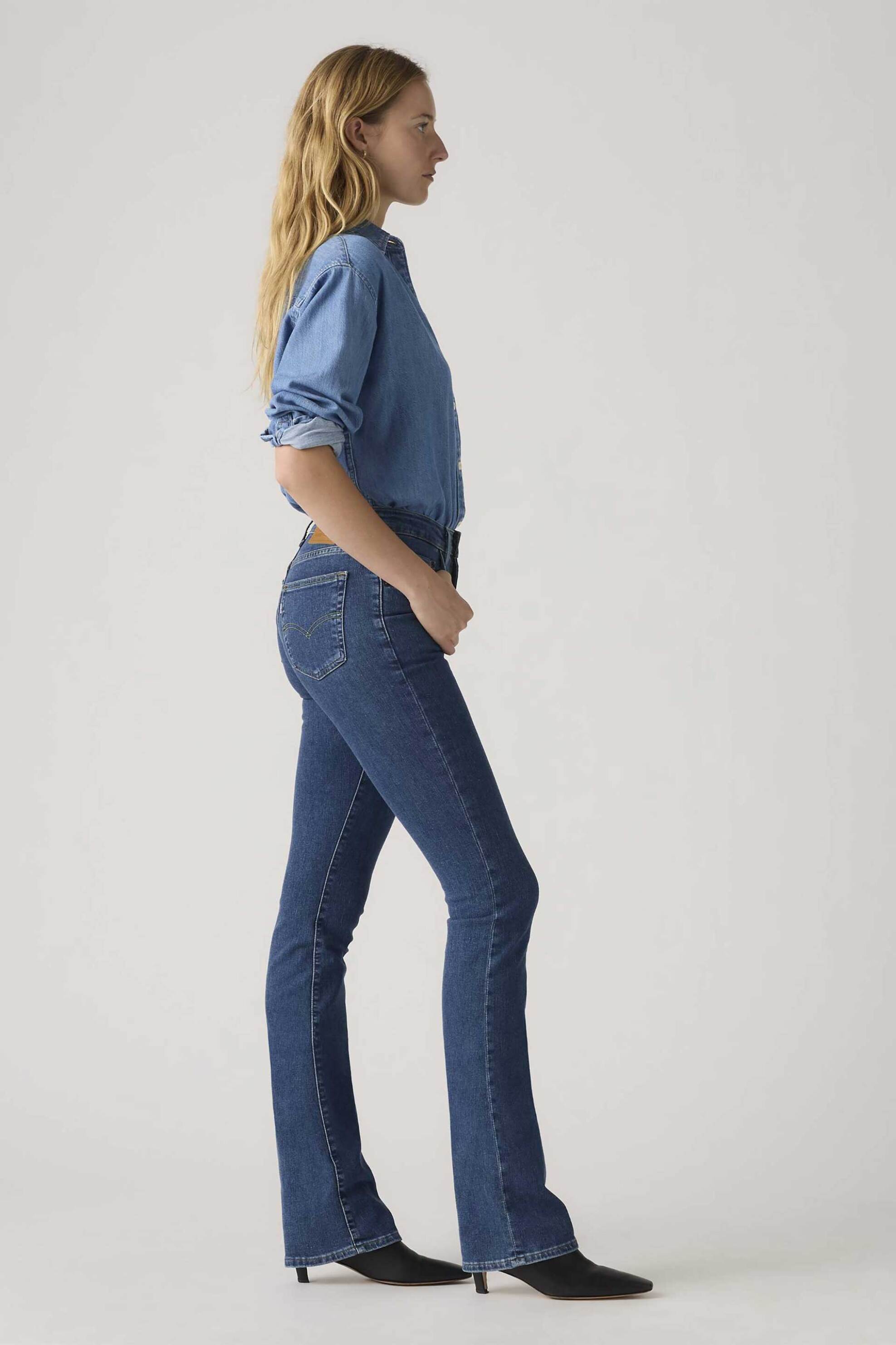 LEVI'S Levi's® γυναικείο ψηλόμεσο τζιν παντελόνι πεντάτσεπο Slim Bootcut Fit "725" - 187590234 Denim Blue - 2