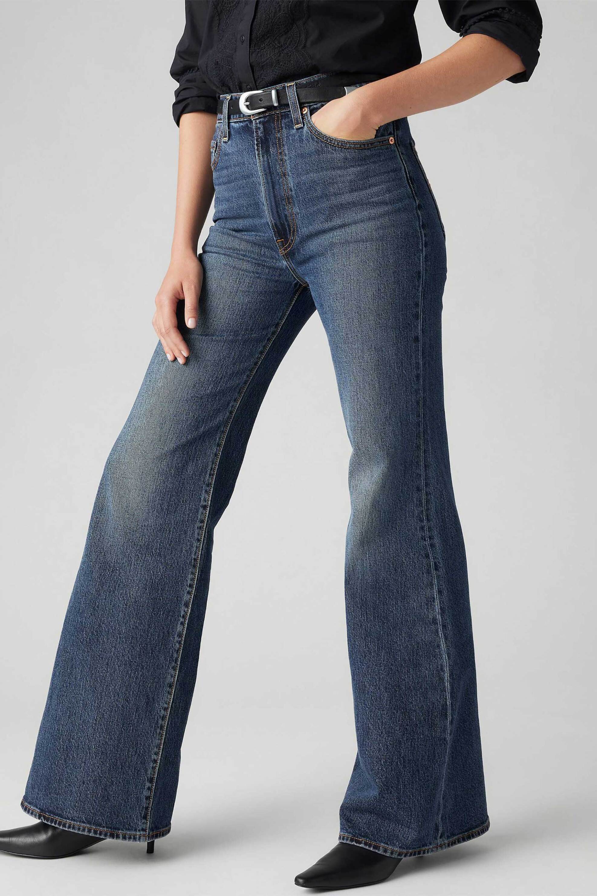 LEVI'S Levi's® γυναικείο ψηλόμεσο τζιν παντελόνι πεντάτσεπο Slim Flared Fit "Ribcage Bell" - A75030019 Denim Blue Σκούρο - 2