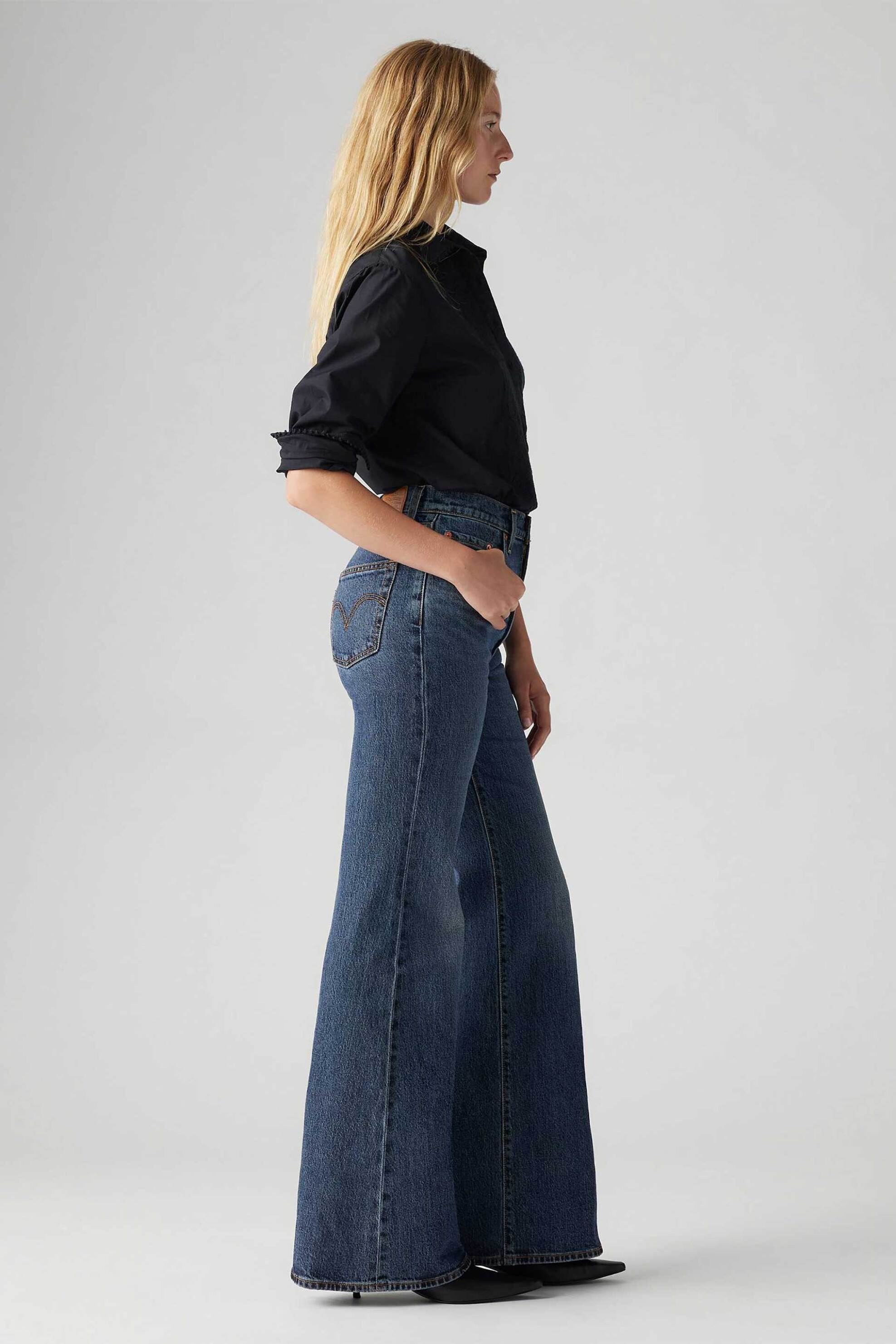 LEVI'S Levi's® γυναικείο ψηλόμεσο τζιν παντελόνι πεντάτσεπο Slim Flared Fit "Ribcage Bell" - A75030019 Denim Blue Σκούρο - 3