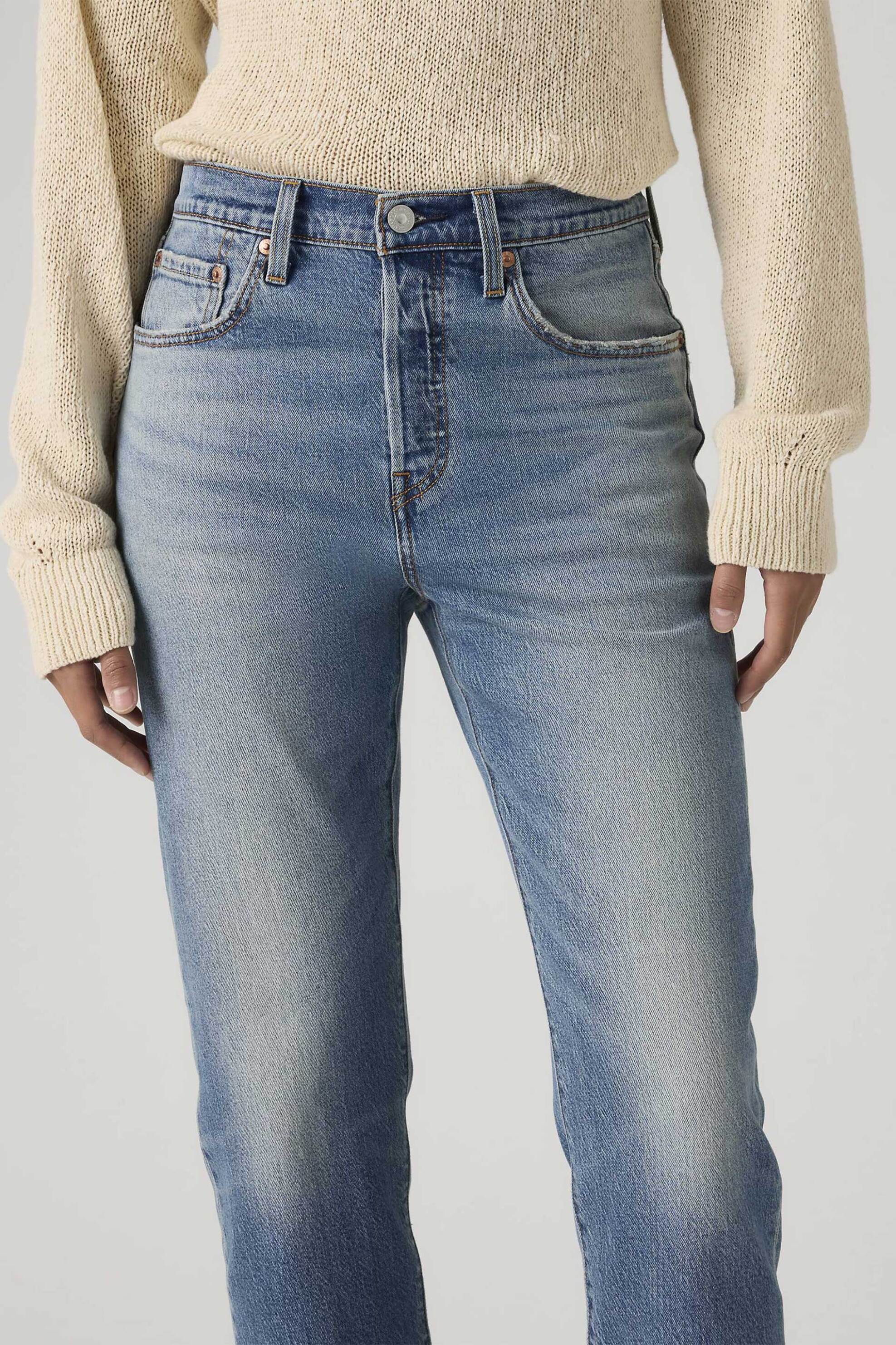 Levi's® γυναικείο ψηλόμεσο τζιν παντελόνι cropped πεντάτσεπο Straight Fit 
