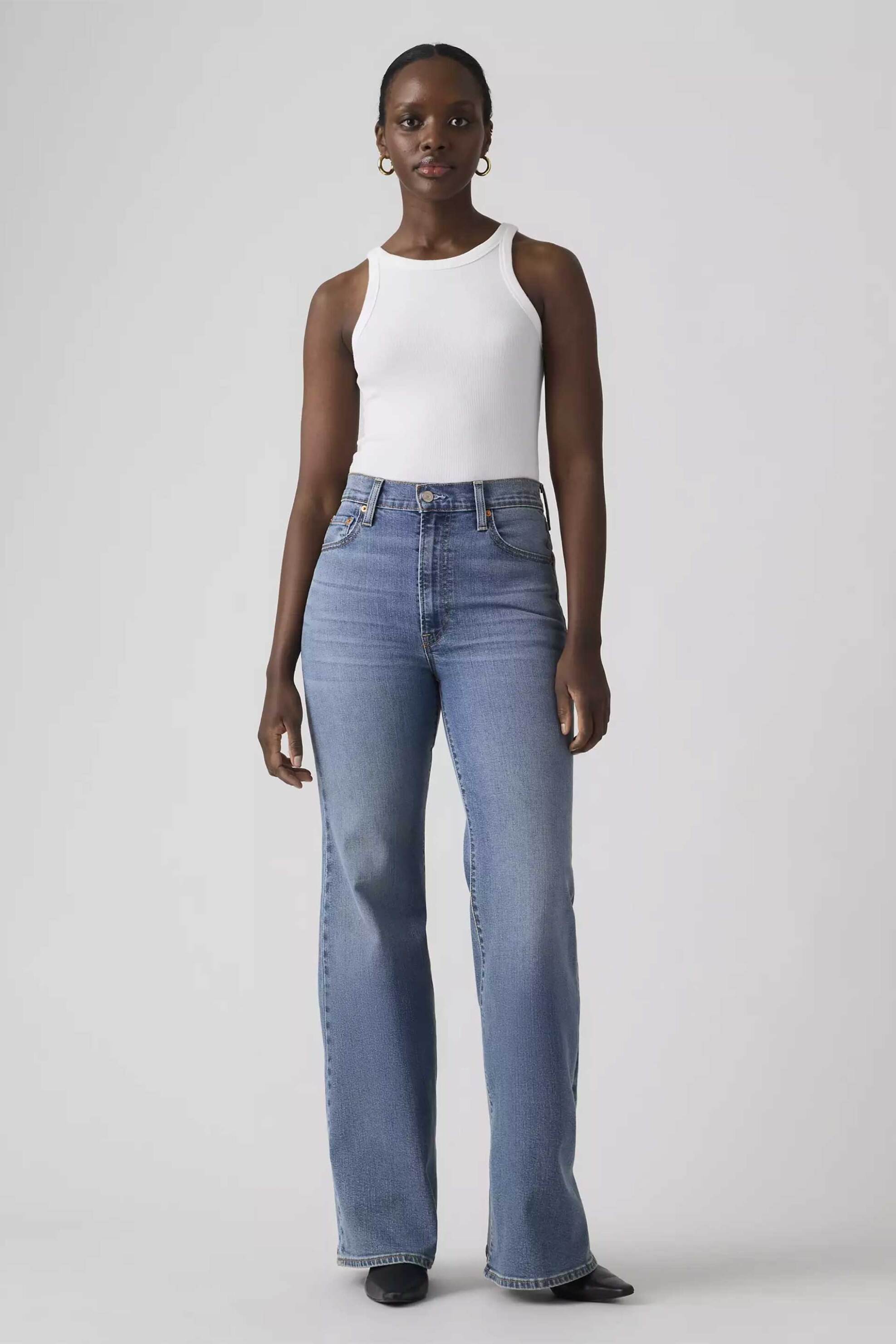 Levi's® γυναικείο ψηλόμεσο τζιν παντελόνι πεντάτσεπο Slim Flared Fit "Ribcage Bell" - A75030014 Denim Blue