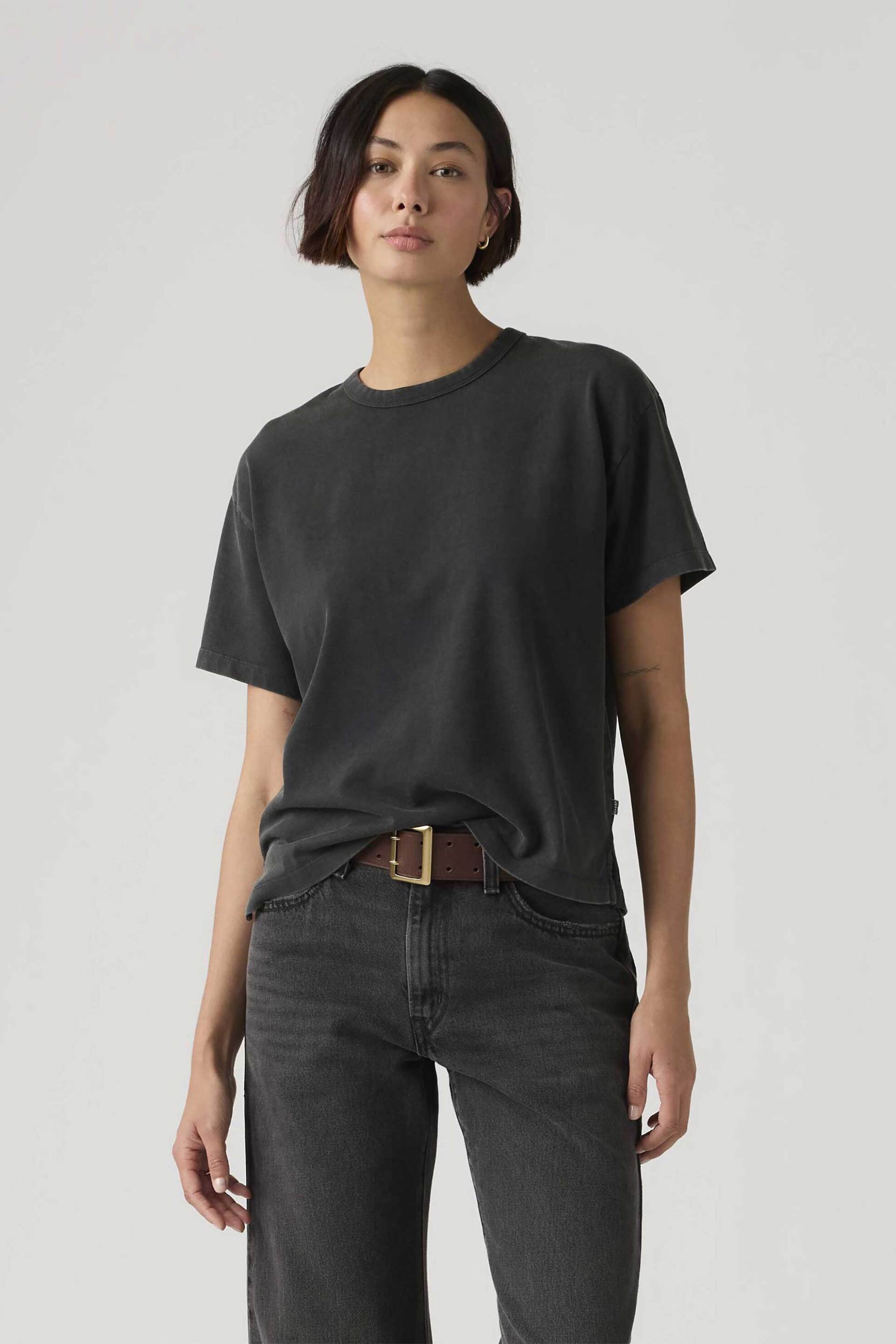 Levi's® γυναικείο T-shirt μονόχρωμο Relaxed Fit "Vintage" - 005IX0001 Μαύρο