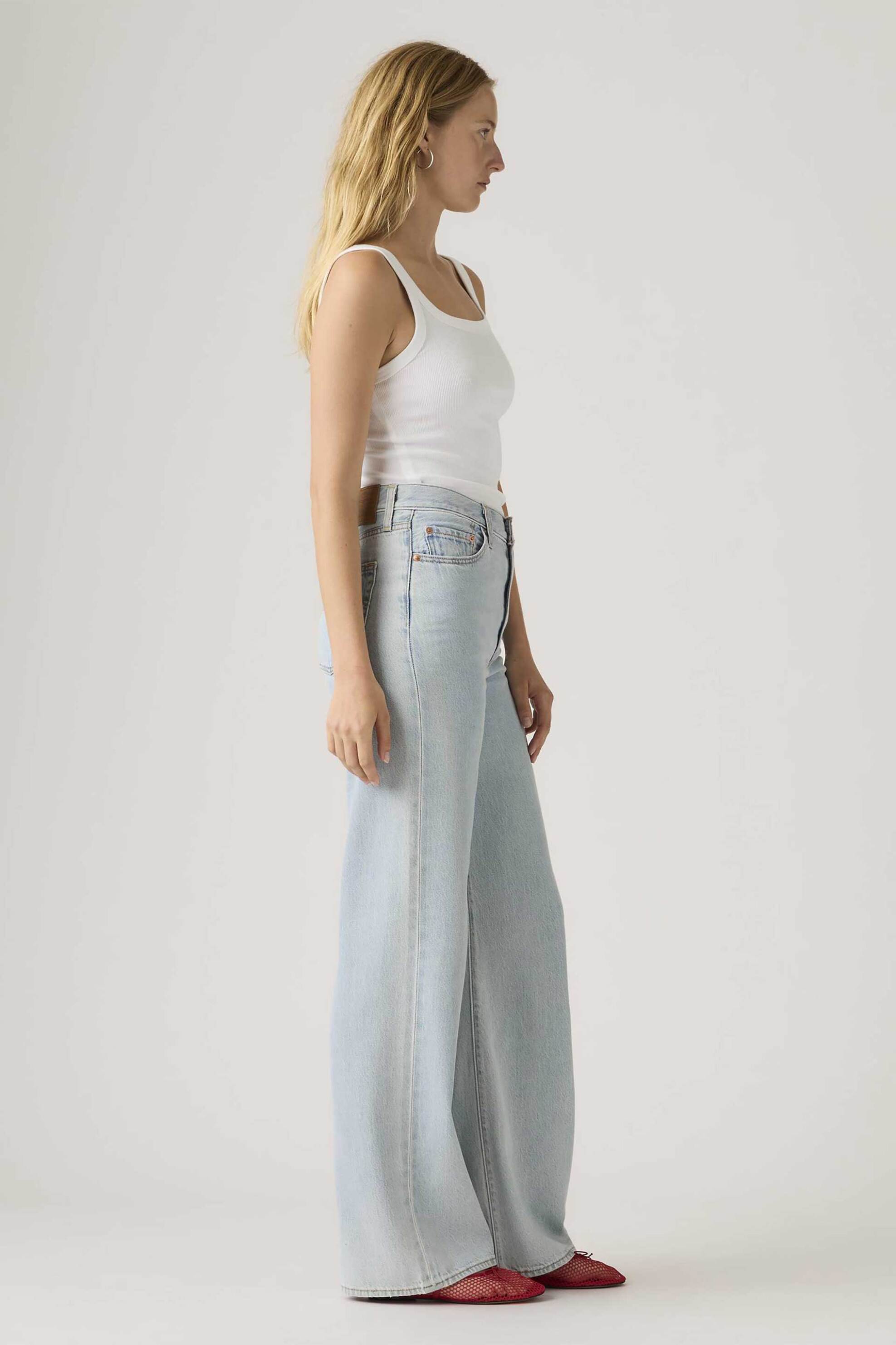 Levi's® γυναικείο ψηλόμεσο τζιν παντελόνι πεντάτσεπο Slim Flared Fit "Ribcage Bell" - A60810079 Denim Blue Ανοιχτό φωτογραφία