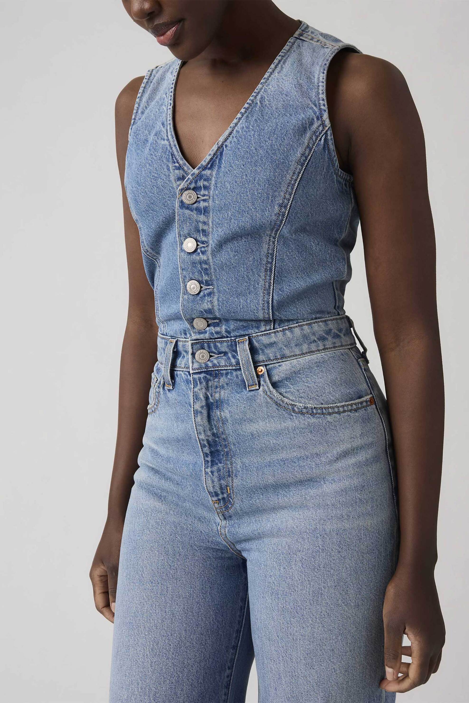 Levi's® γυναικεία denim ολόσωμη φόρμα αμάνικη πεντάτσεπη Slim Fit - 0002R0001 Denim Blue Ανοιχτό φωτογραφία