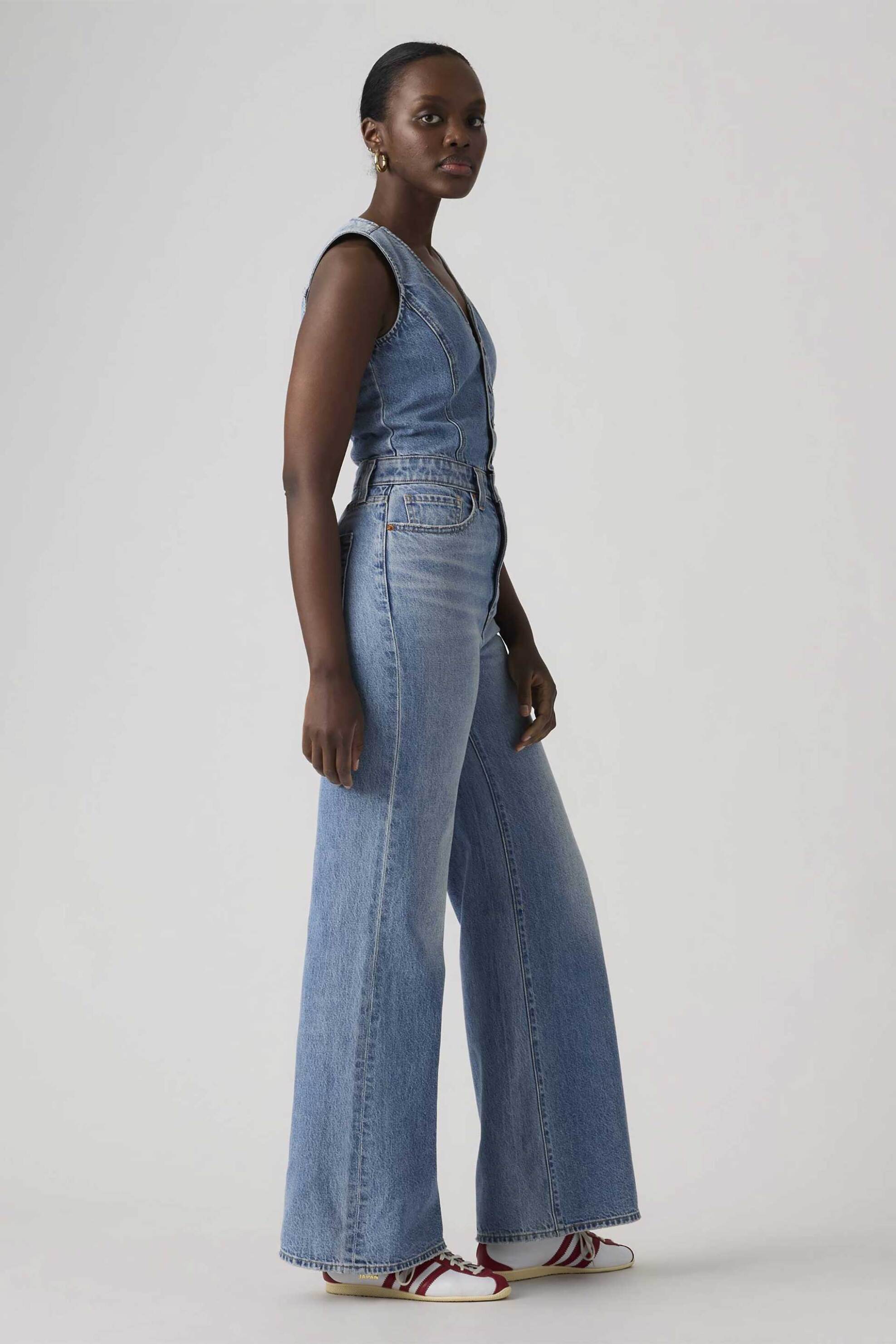 Levi's® γυναικεία denim ολόσωμη φόρμα αμάνικη πεντάτσεπη Slim Fit - 0002R0001 Denim Blue Ανοιχτό φωτογραφία