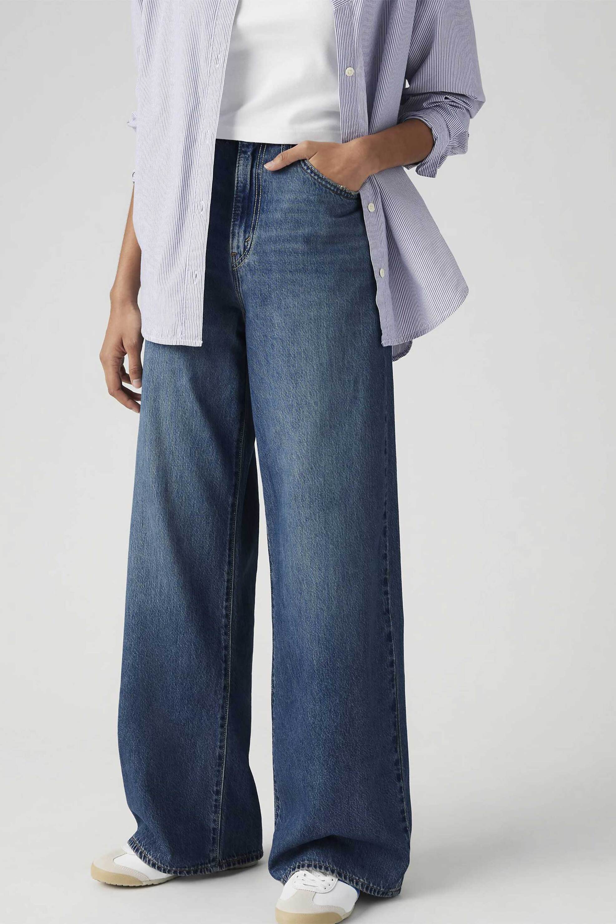 LEVI'S Levi's® γυναικείο ψηλόμεσο τζιν παντελόνι πεντάτσεπο Straight Wide Fit "Cinch Baggy" - 001UP0002 Denim Blue - 2