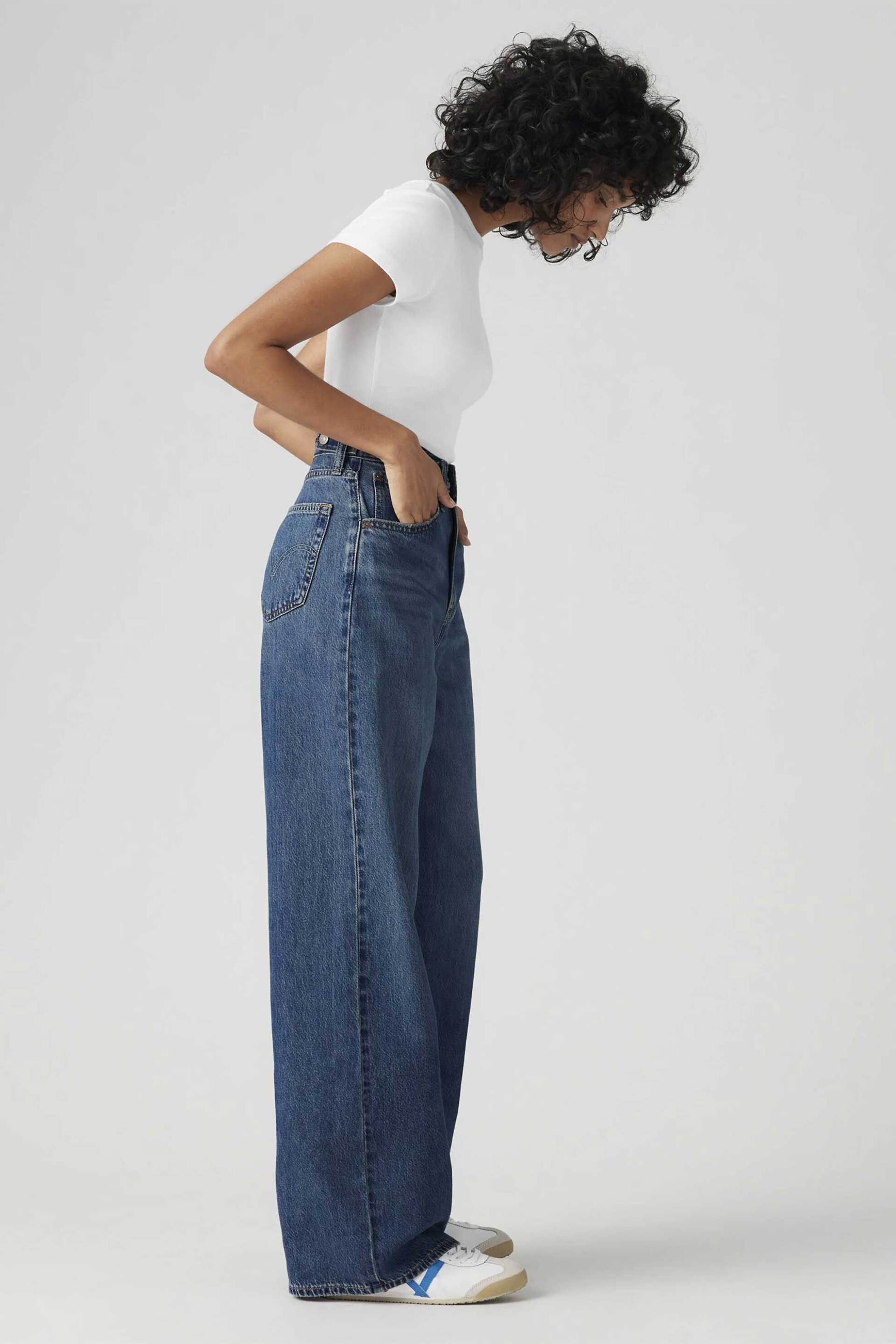 LEVI'S Levi's® γυναικείο ψηλόμεσο τζιν παντελόνι πεντάτσεπο Straight Wide Fit "Cinch Baggy" - 001UP0002 Denim Blue - 3