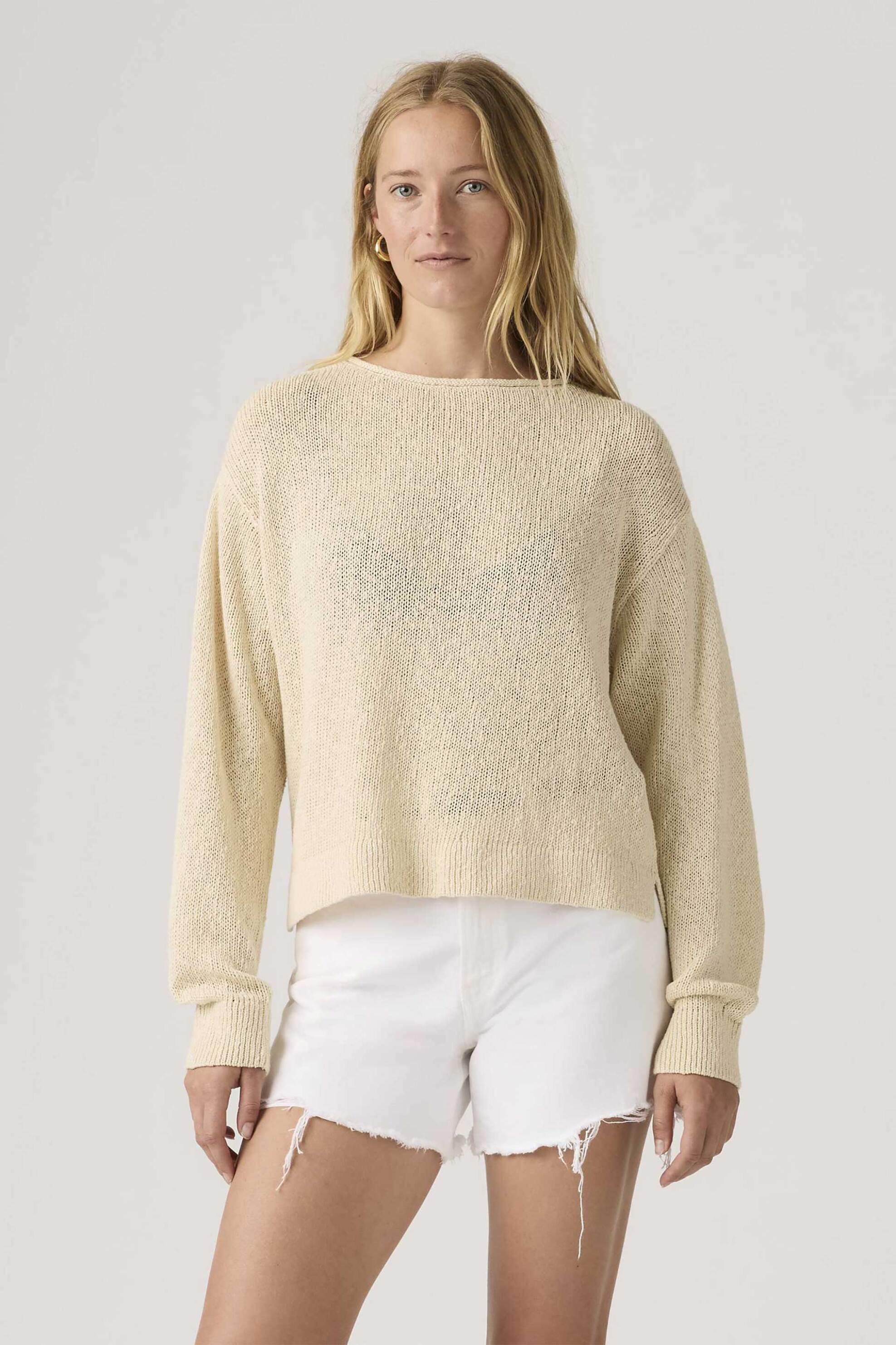 Levi's® γυναικείο πουλόβερ μονόχρωμο Relaxed Fit "Laetitia Boucle" - 005AA0000 Κρέμ