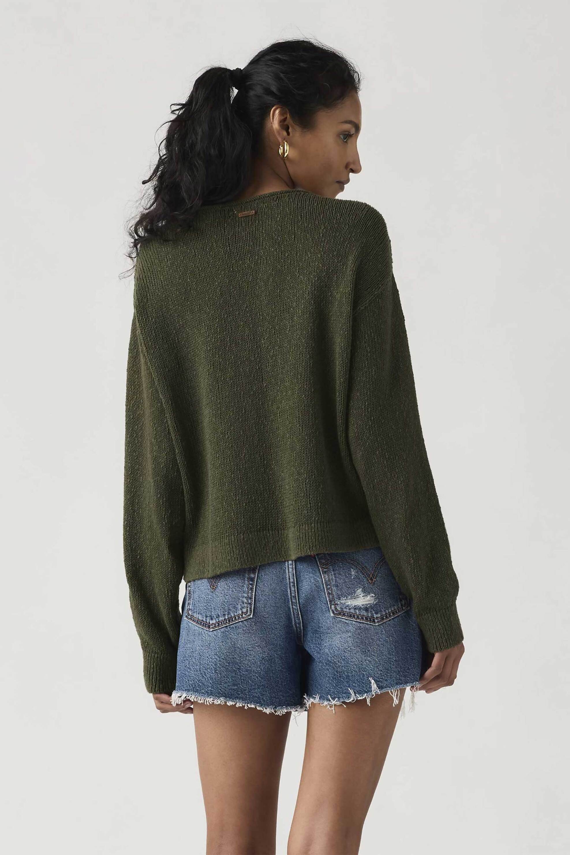 LEVI'S Levi's® γυναικείο πουλόβερ μονόχρωμο Relaxed Fit "Laetitia Boucle" - 005AA0003 Πράσινο Σκούρο - 3