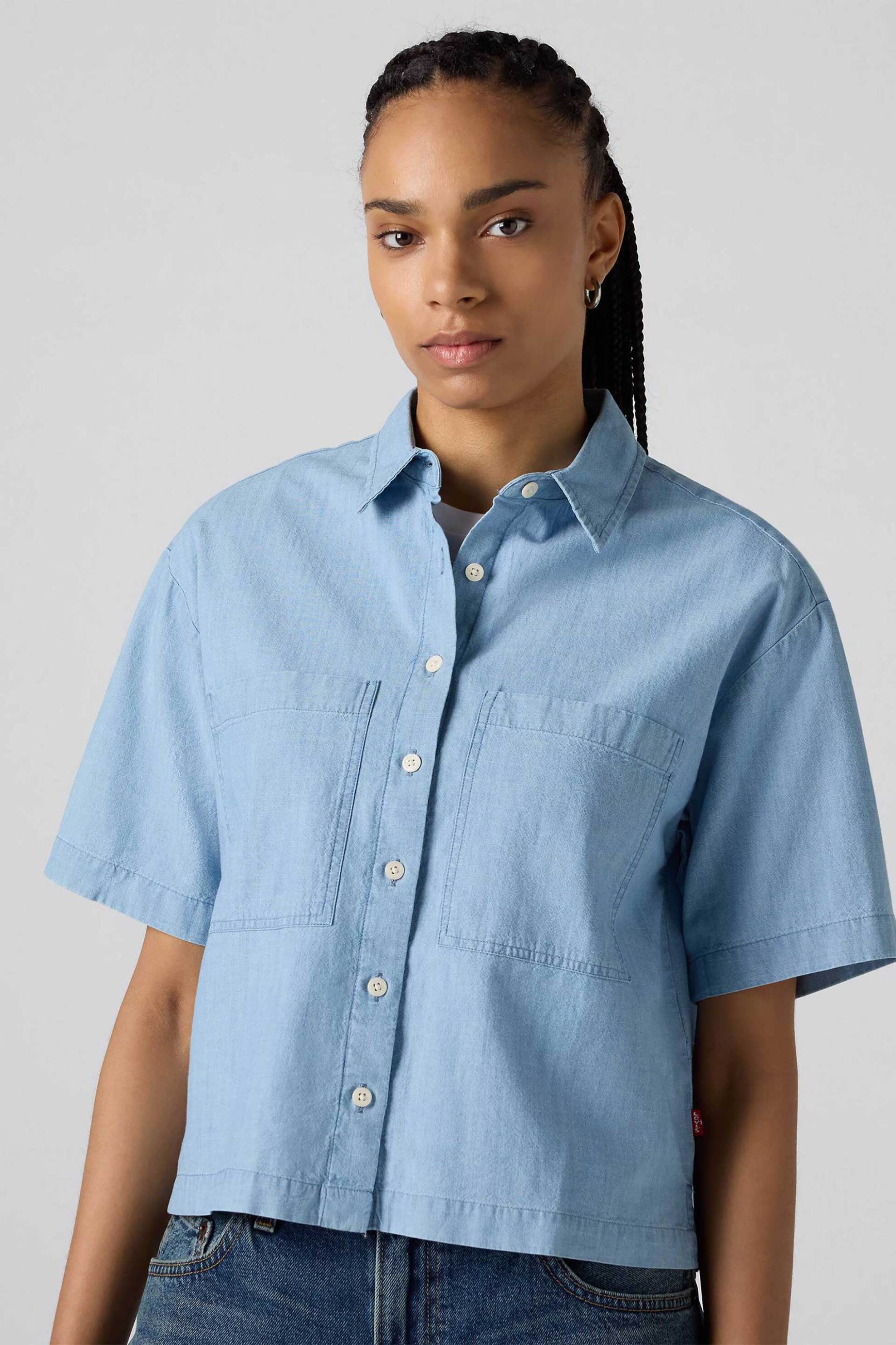 LEVI'S Levi's® γυναικείο πουκάμισο cropped με τσέπες Relaxed Fit "Harlie" - 003QI0000 Μπλε Ανοιχτό - 2