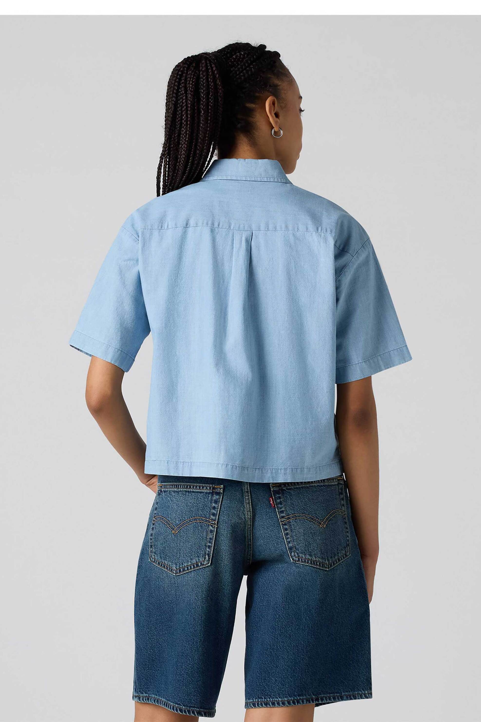 LEVI'S Levi's® γυναικείο πουκάμισο cropped με τσέπες Relaxed Fit "Harlie" - 003QI0000 Μπλε Ανοιχτό - 3