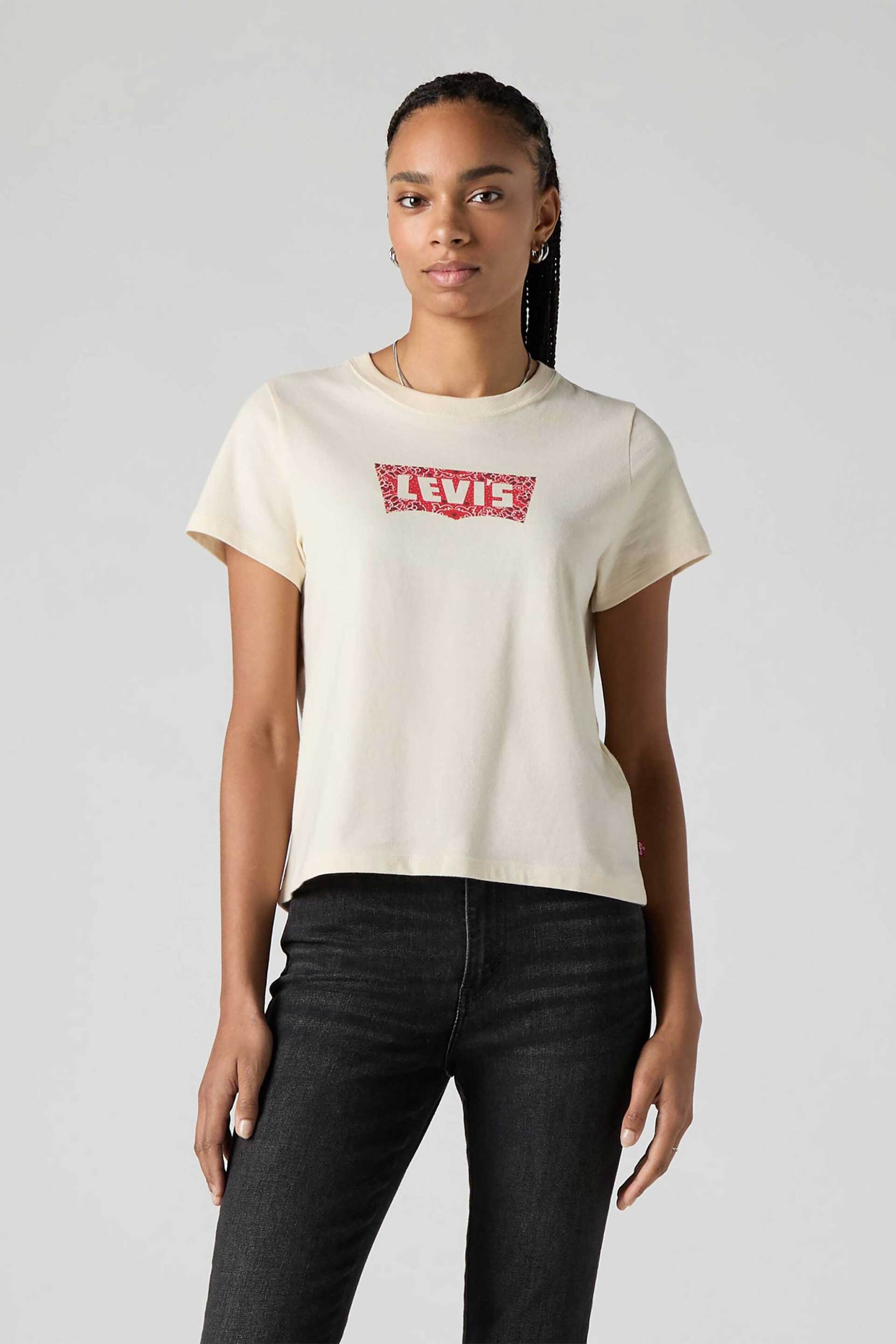 Levi's® γυναικείο T-shirt με λογότυπο Standard Fit "Graphic Favorite" - 005GV0042 Εκρού
