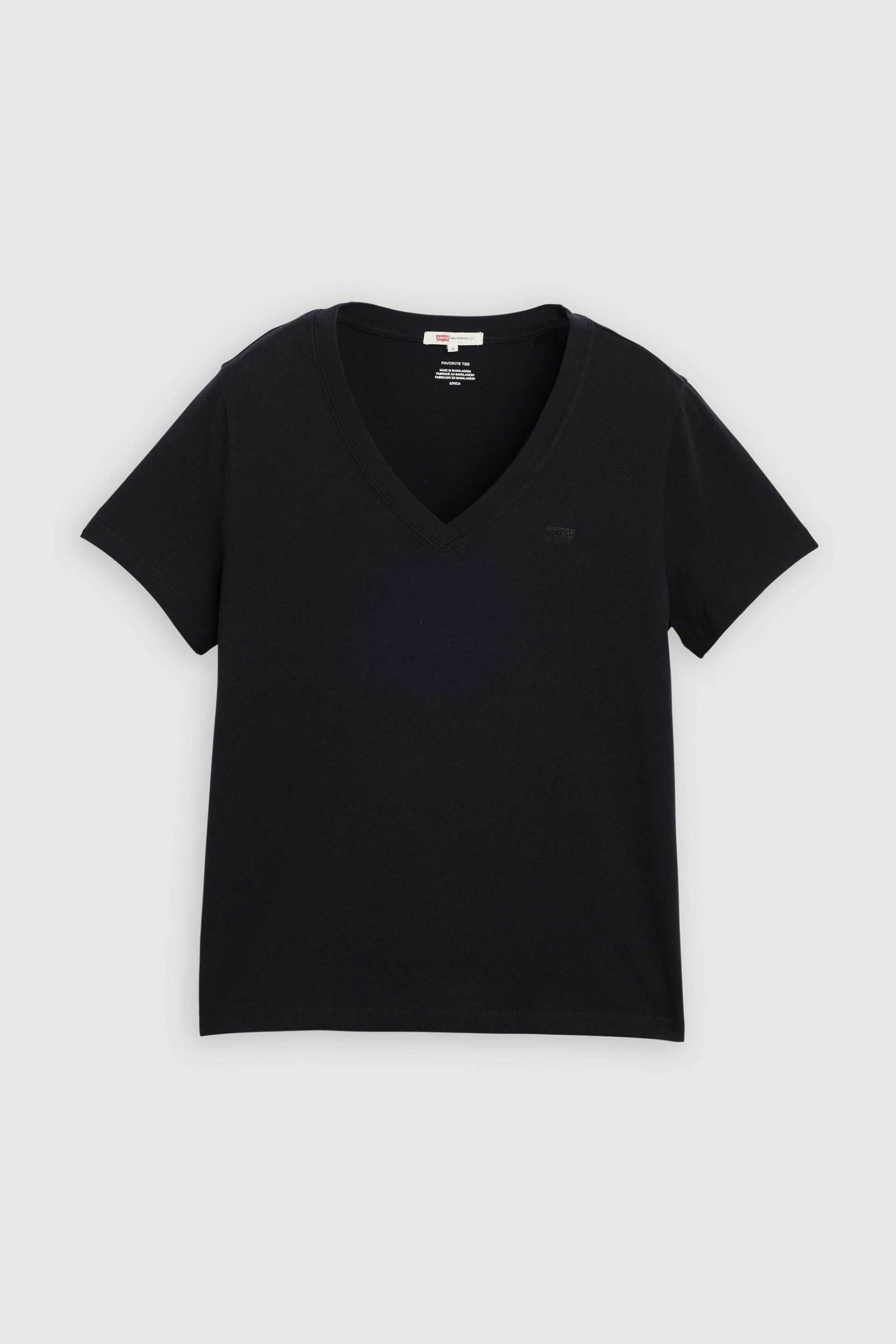 Levi&Apos S Γυναικείο T-Shirt με V Και Λογότυπο Standard Fit Favorite - 005J60012 Μαύρο