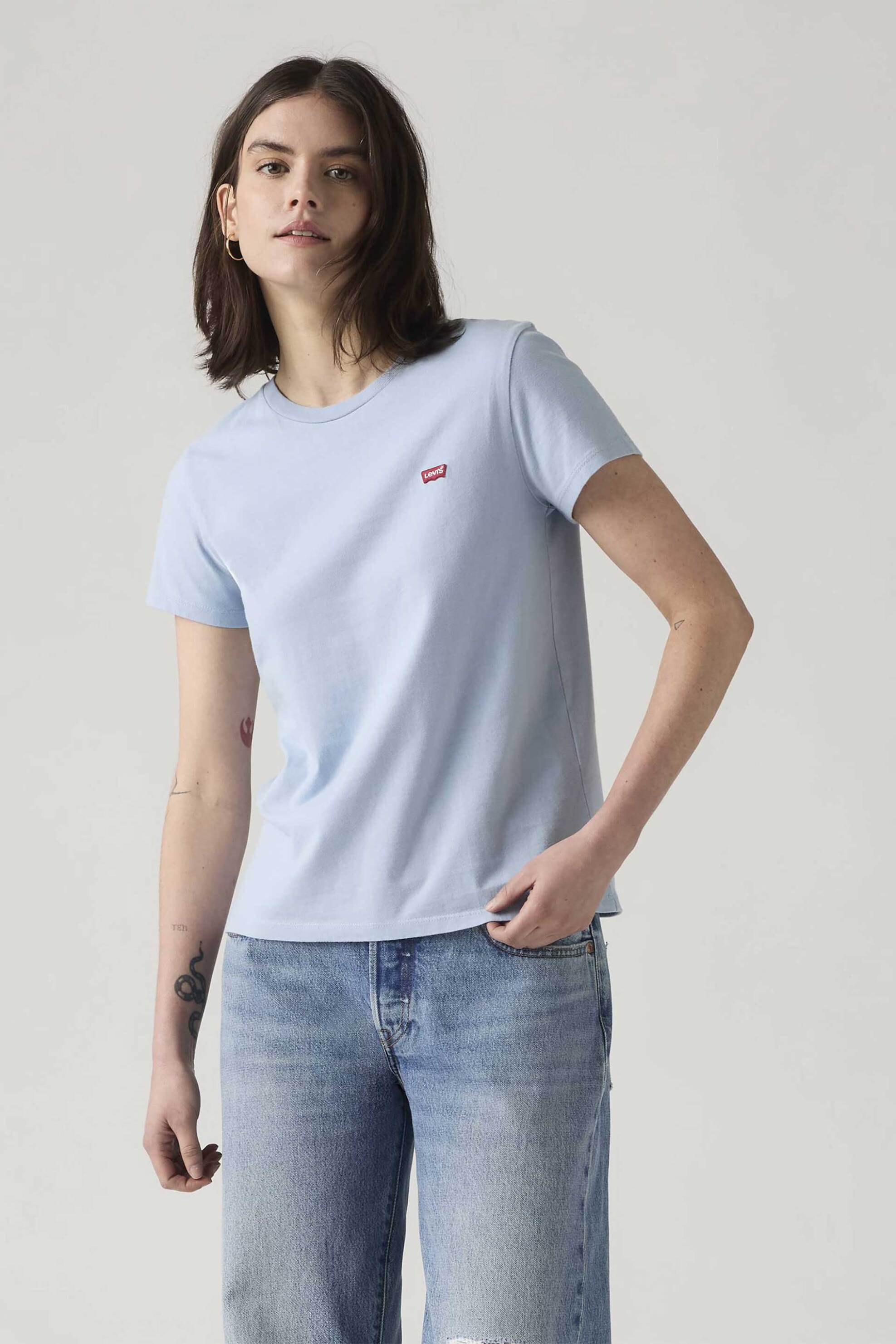 Levi's® γυναικείο T-shirt με λογότυπο Standard Fit "The Perfect" - 391850398 Μπλε Ανοιχτό