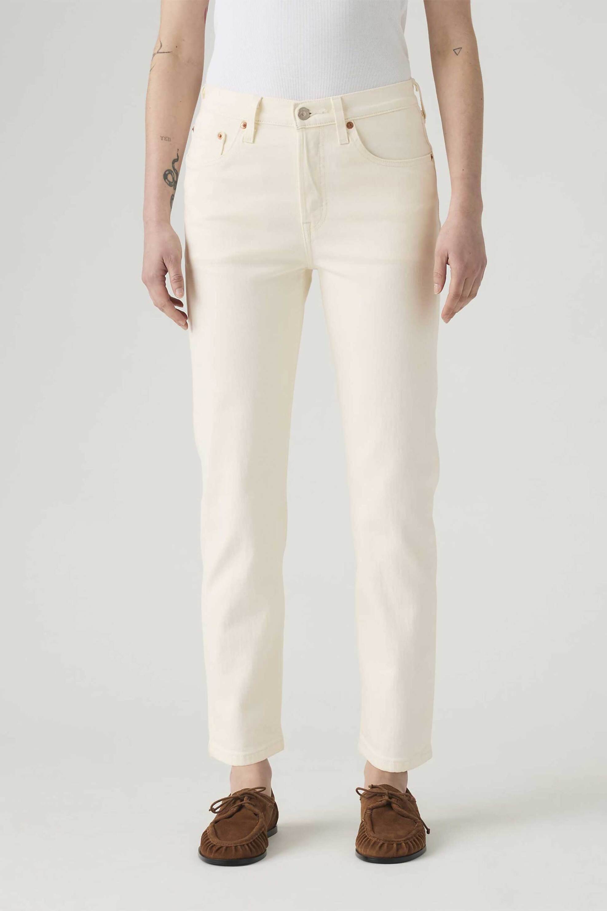 LEVI'S Levi's® γυναικείο τζιν παντελόνι ψηλόμεσο πεντάτσεπο cropped Straight Fit "501®" - 362000374 Λευκό - 2