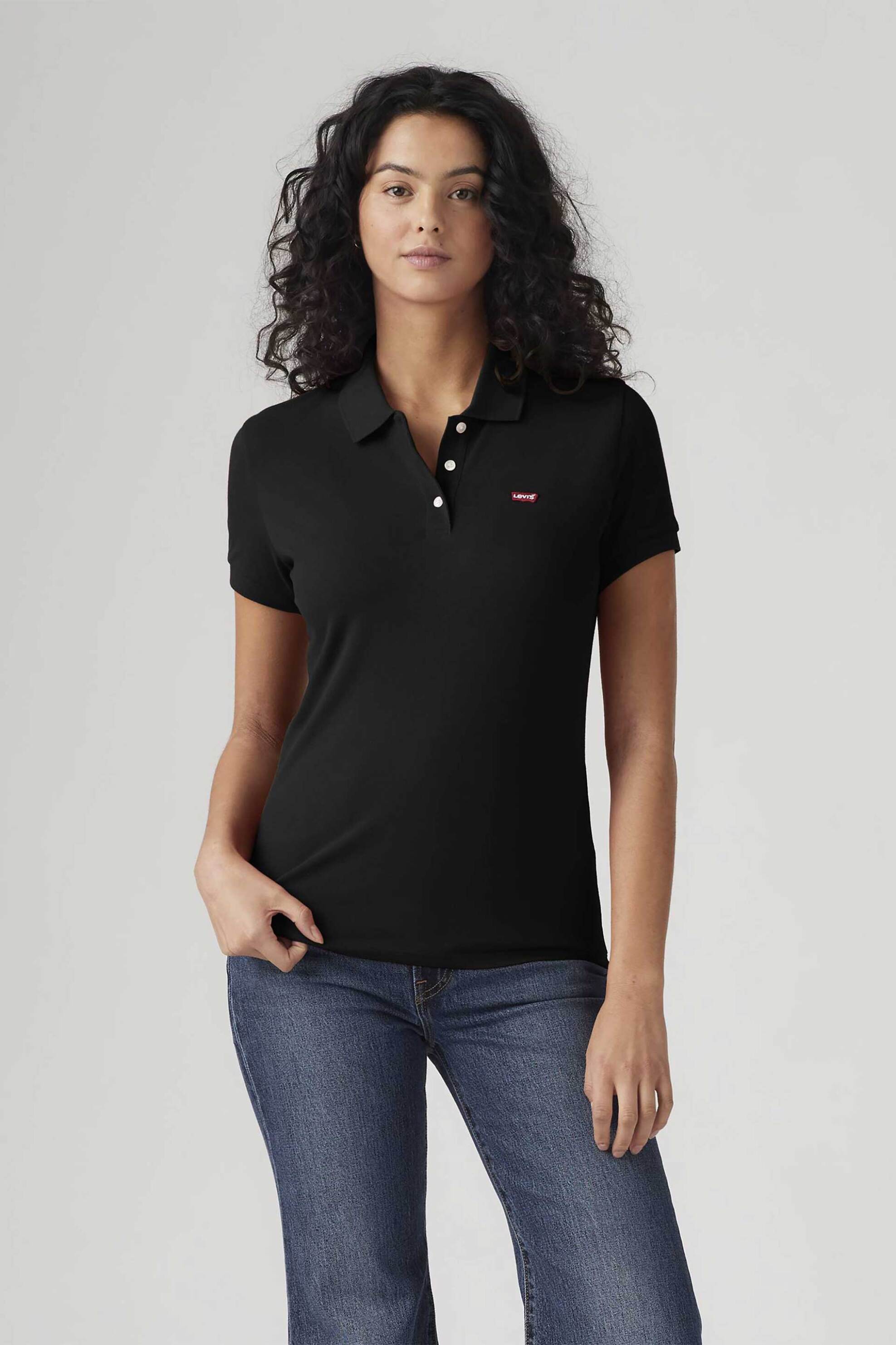 Levi's® γυναικεία μπλούζα πόλο πικέ με λογότυπο Slim Fit - 525990046 Μαύρο