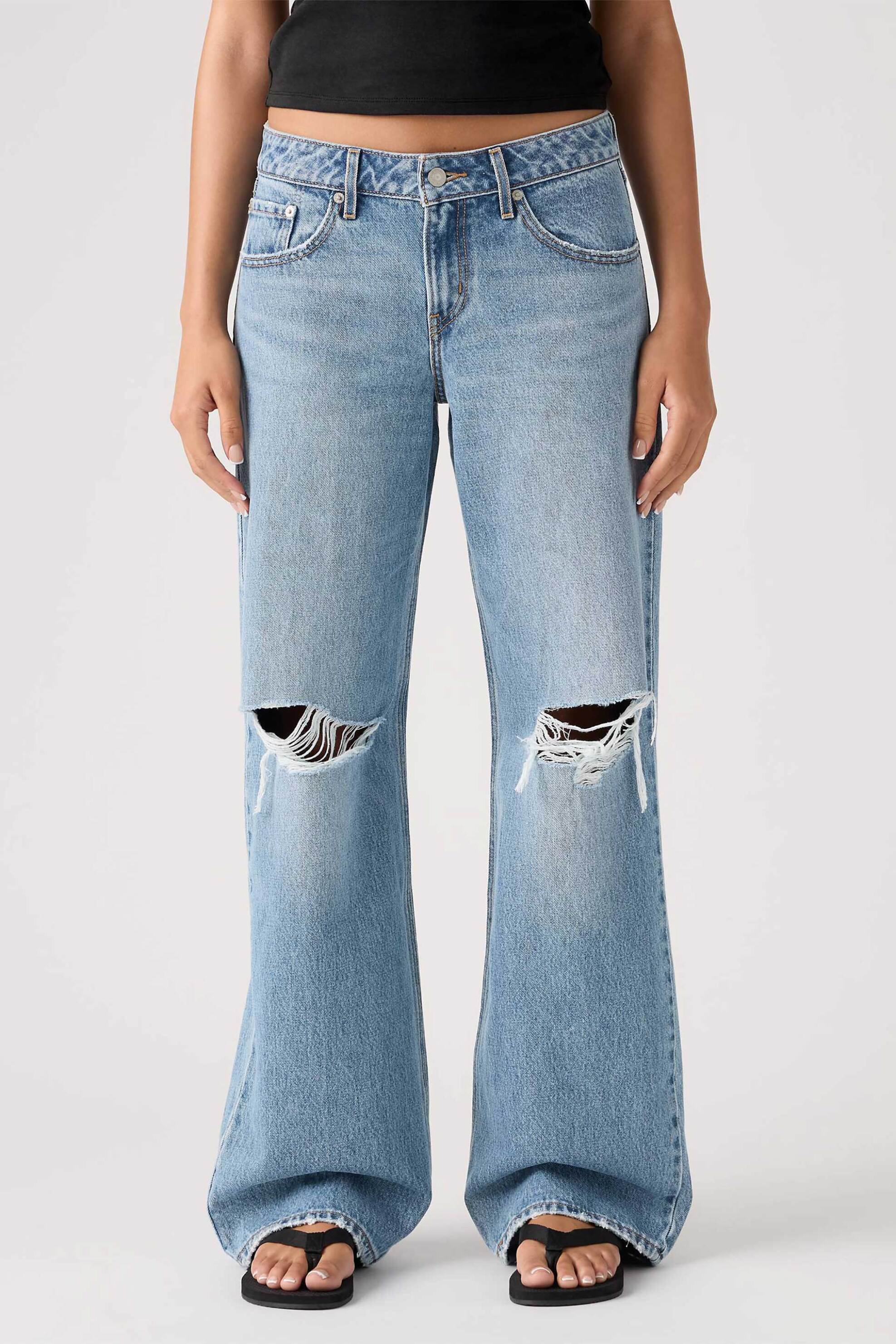 LEVI'S Levi's® γυναικείο τζιν παντελόνι πεντάτσεπο Straight Wide Fit "Low" - A55660044 Denim Blue Ανοιχτό - 2