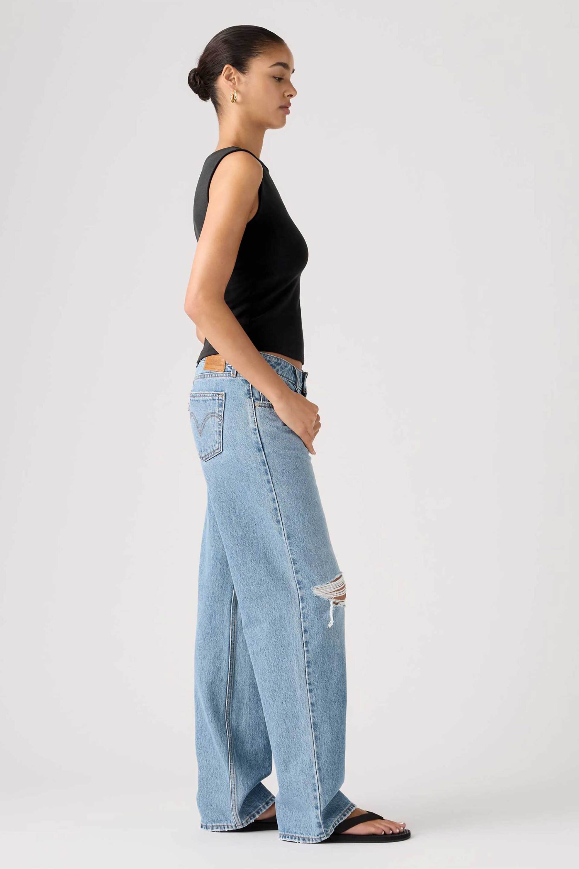 LEVI'S Levi's® γυναικείο τζιν παντελόνι πεντάτσεπο Straight Wide Fit "Low" - A55660044 Denim Blue Ανοιχτό - 3