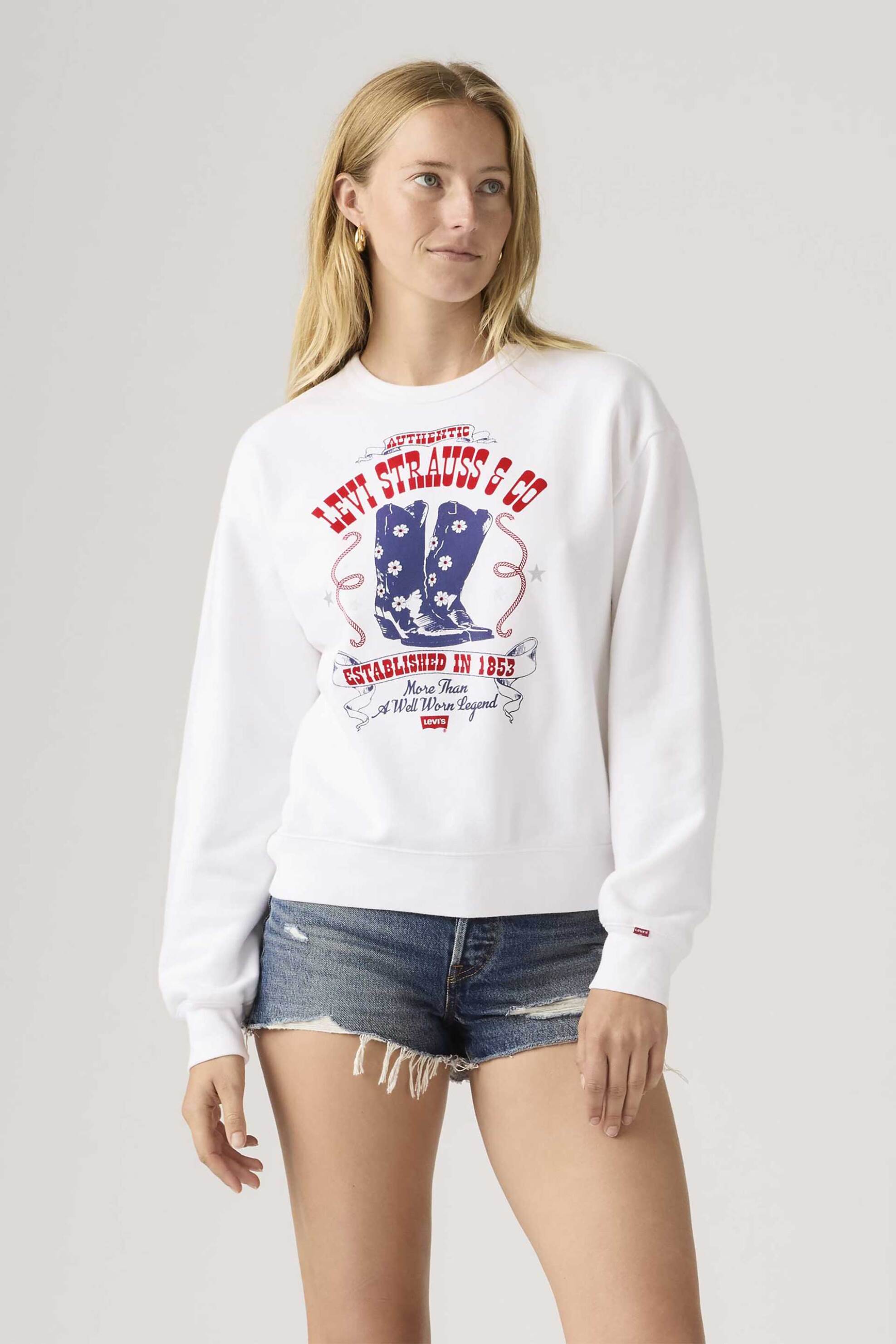 Levi's® γυναικεία μπλούζα φούτερ με print Relaxed Fit "Graphic Heritage" - A72880112 Λευκό