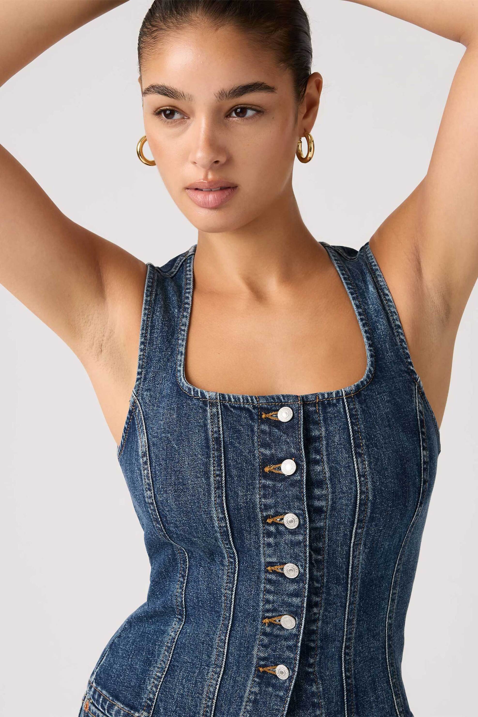 LEVI'S Levi's® γυναικείο denim αμάνικο τοπ Slim Fit "Sculpted" - 005O30001 Denim Blue Σκούρο - 2