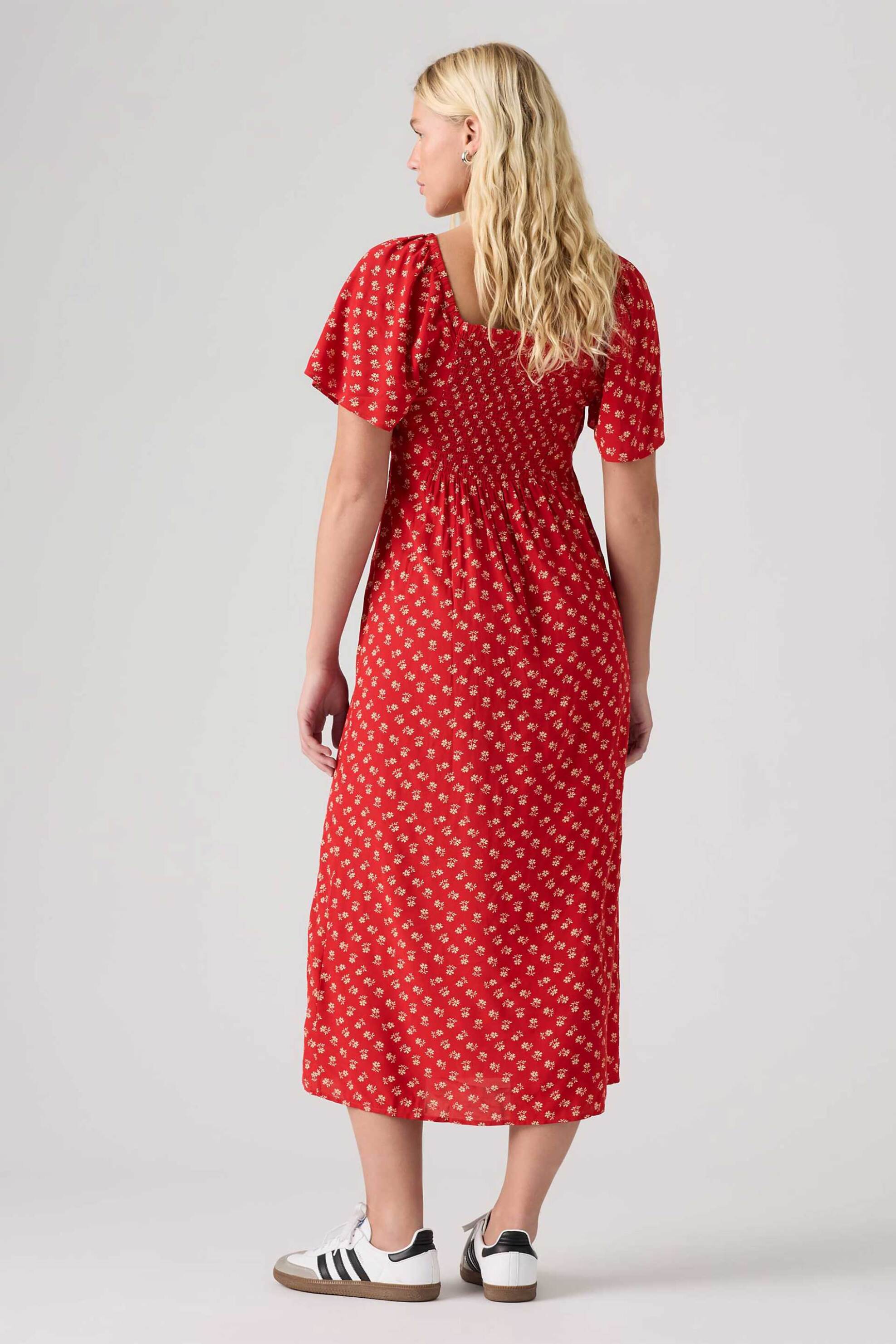 Levi&Apos S Γυναικείο Midi Φόρεμα με All-Over Print Slim Fit Amara Column - 0061V0000 Κόκκινο