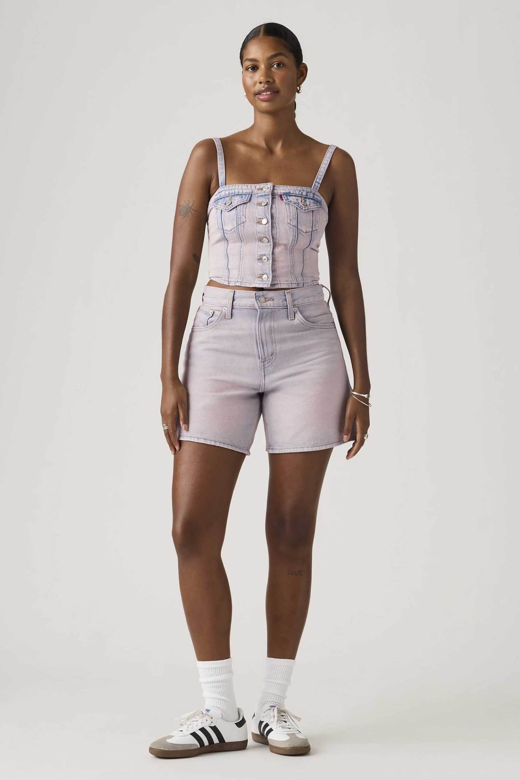 Levi's Levi's® γυναικεία denim βερμούδα ψηλόμεση πεντάτσεπη Baggy Fit - A93110031 Ροζ Ανοιχτό