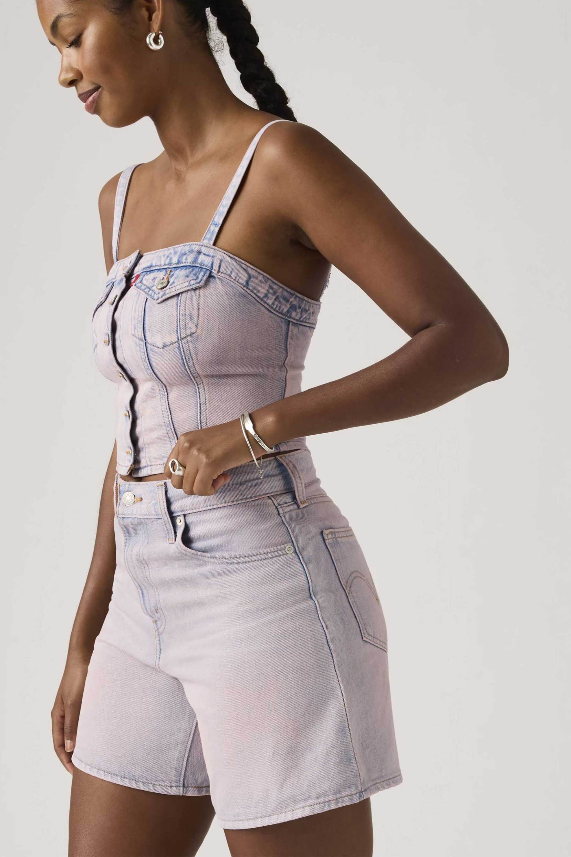 LEVI'S Levi's® γυναικεία denim βερμούδα ψηλόμεση πεντάτσεπη Baggy Fit - A93110031 Ροζ Ανοιχτό - 2