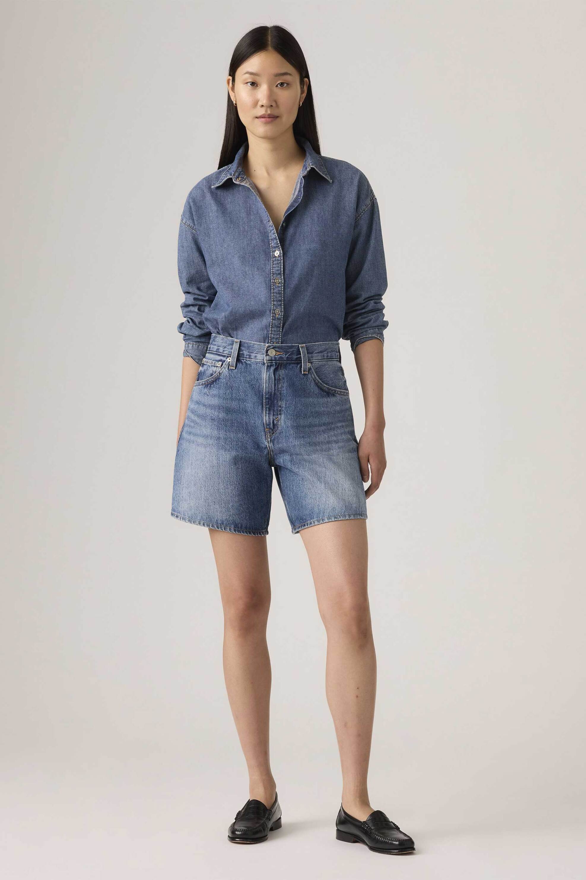 Levi's Levi's® γυναικεία denim βερμούδα ψηλόμεση πεντάτσεπη Baggy Fit - A93110005 Denim Blue