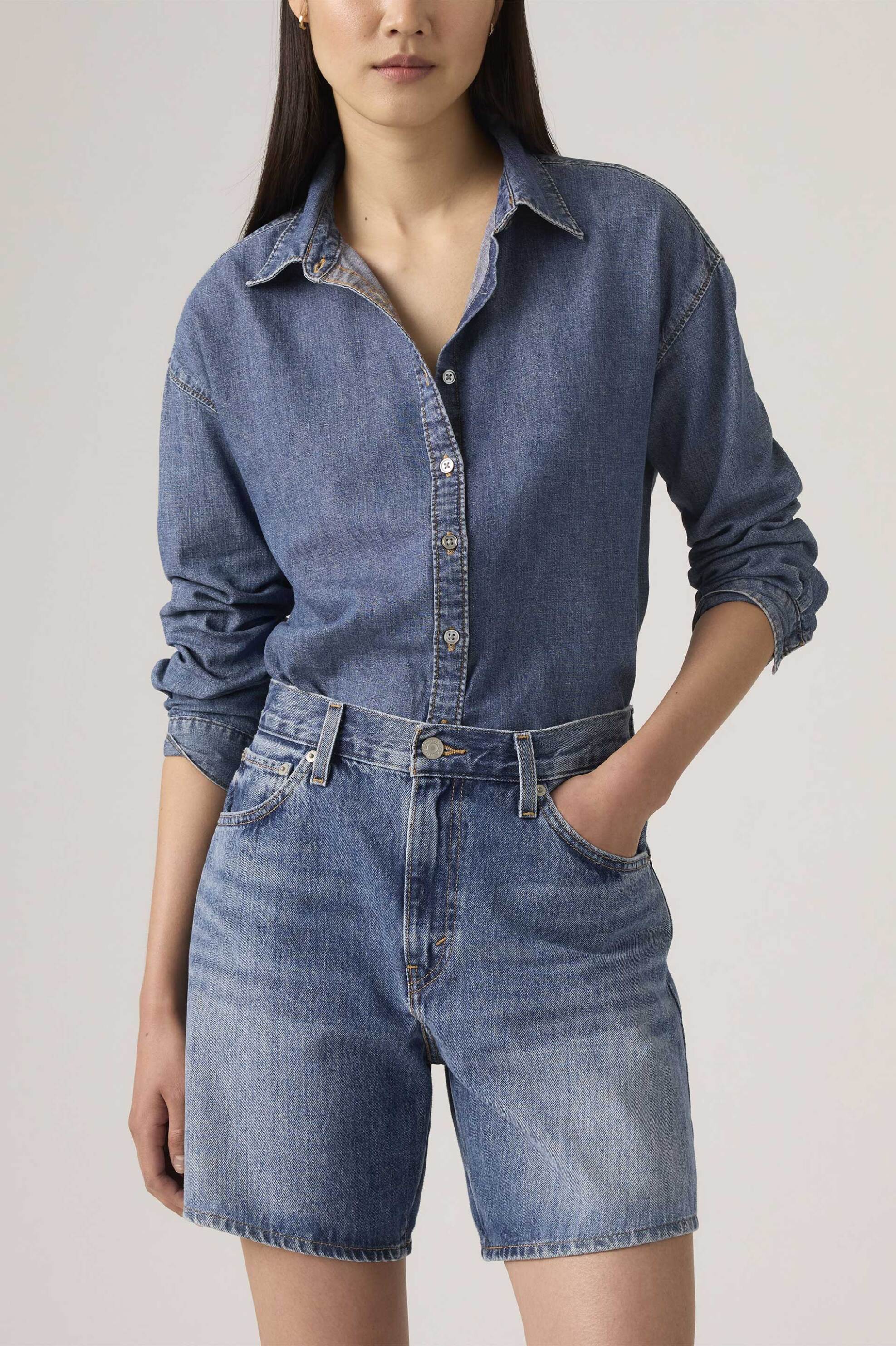 LEVI'S Levi's® γυναικεία denim βερμούδα ψηλόμεση πεντάτσεπη Baggy Fit - A93110005 Denim Blue - 2