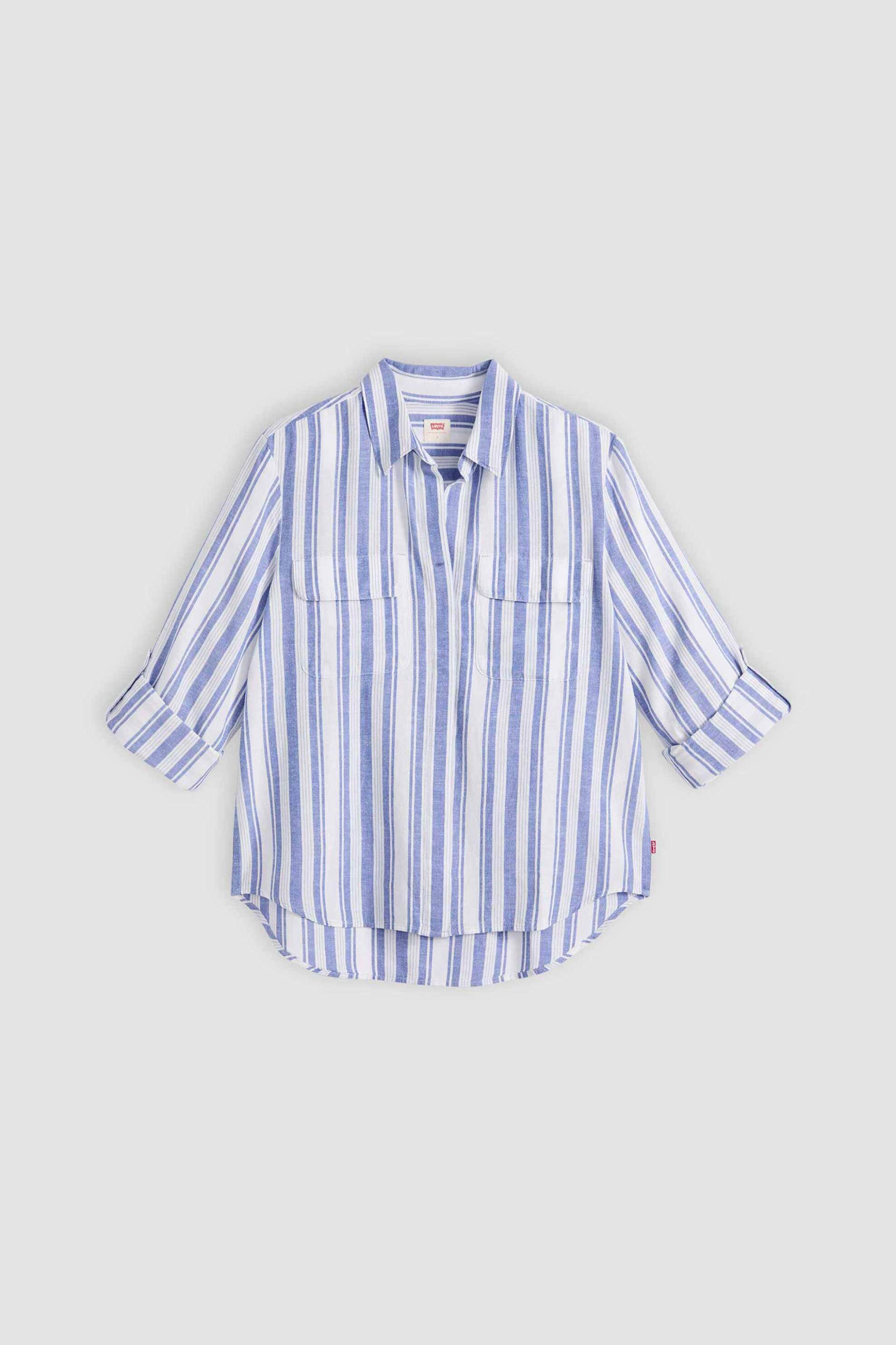 Levi&Apos S Γυναικείο Πουκάμισο με Ριγέ Σχέδιο Relaxed Fit Elaine Utility - 005Nj0006 Λευκό Μπλε