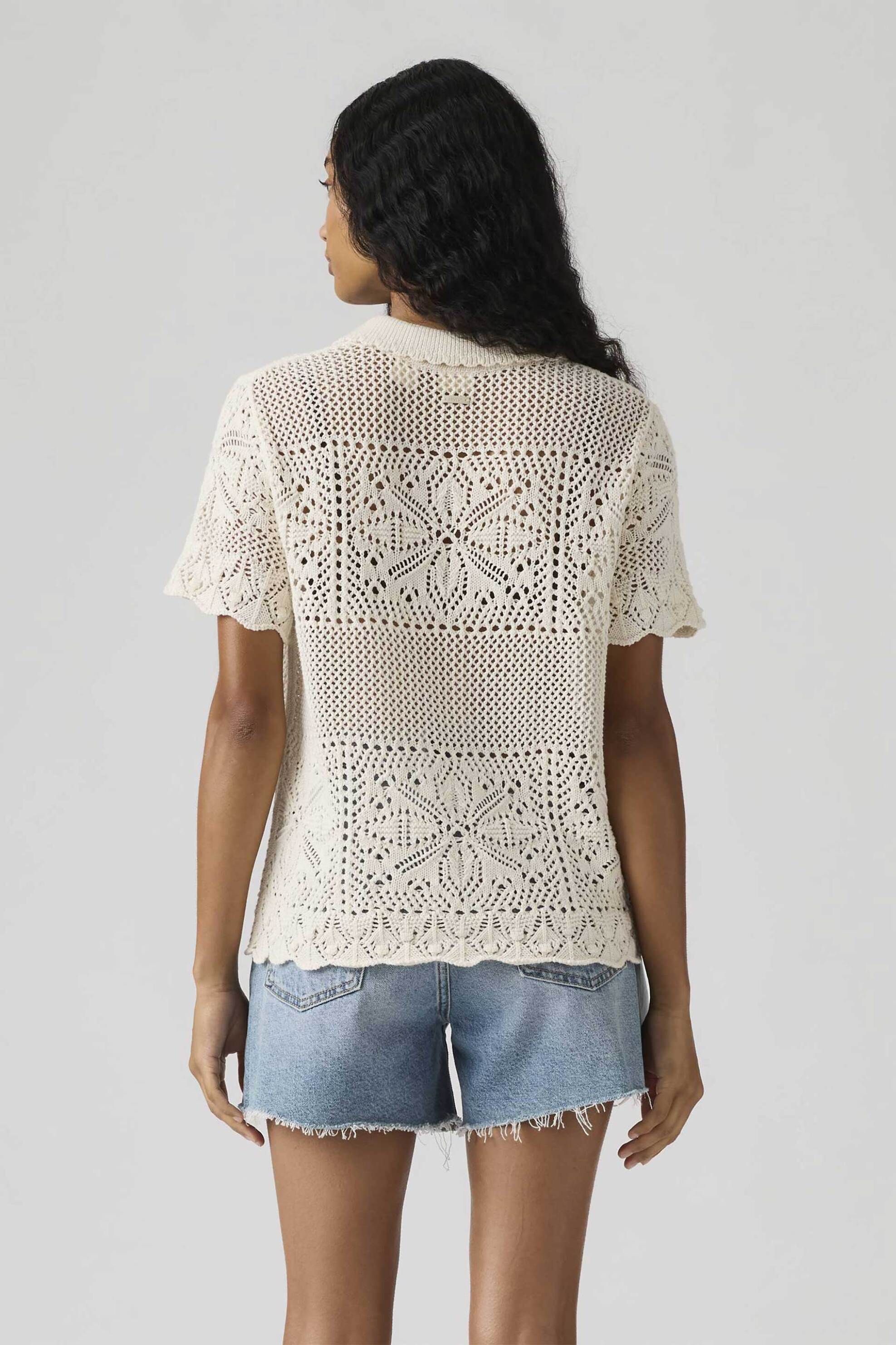 Levi&Apos S Γυναικείο Πλεκτό Πουκάμισο Relaxed Fit Susanna Floral Crochet - 005A90002 Κρέμ