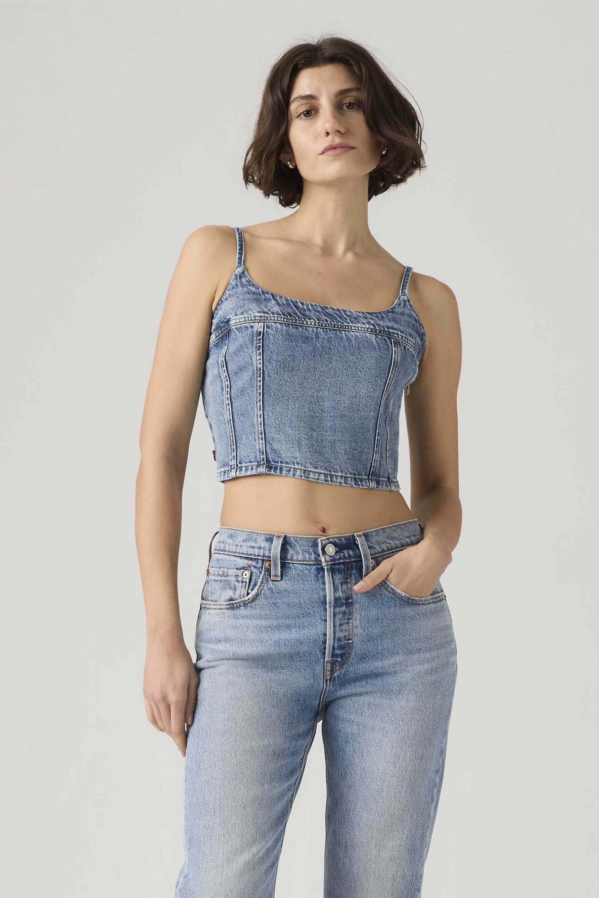 Levi's Levi's® γυναικείο denim τοπ αμάνικο cropped Slim Fit 
