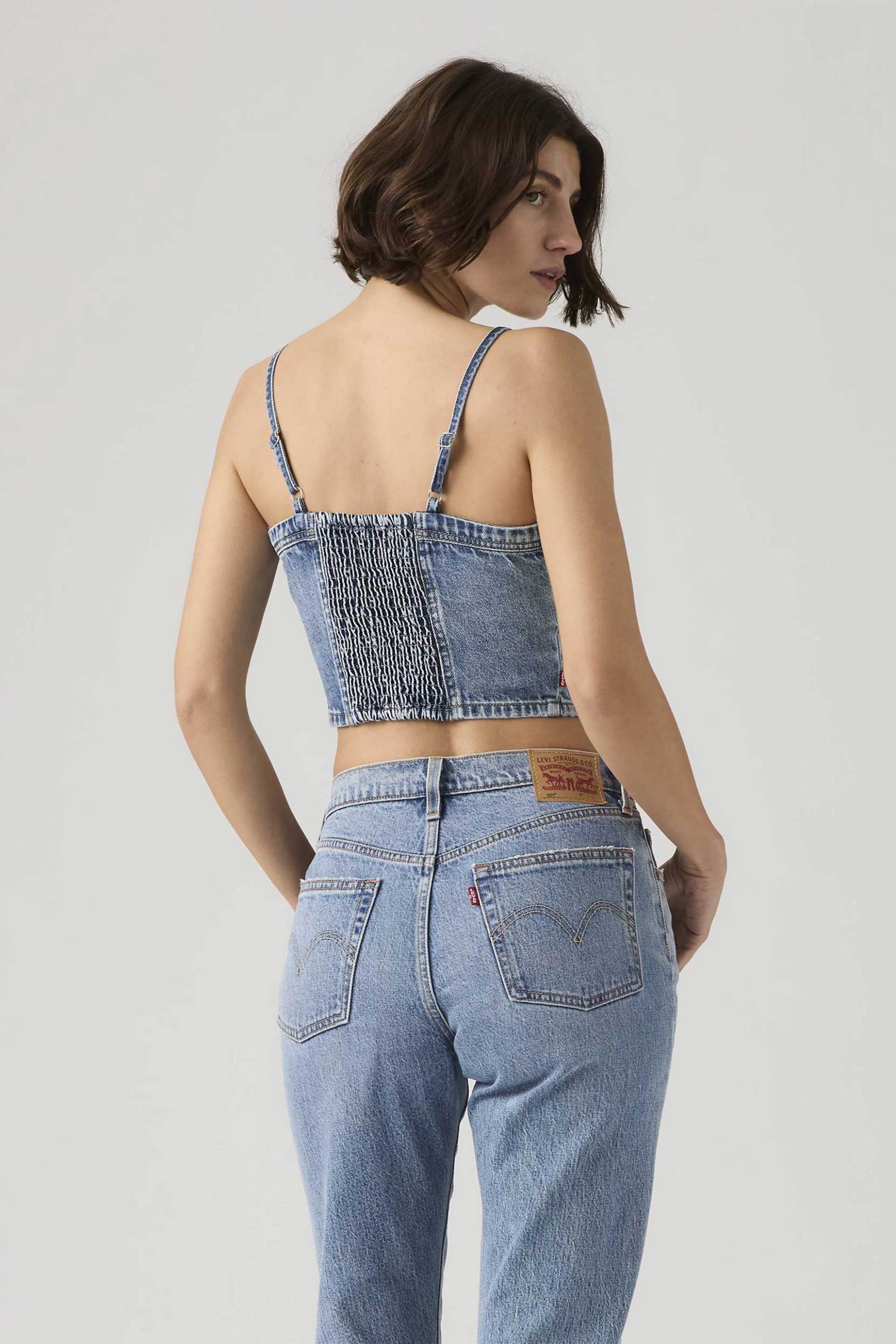 Levi&Apos S Γυναικείο Denim Τοπ Αμάνικο Cropped Slim Fit Jadine - 001Sd0007 Blue