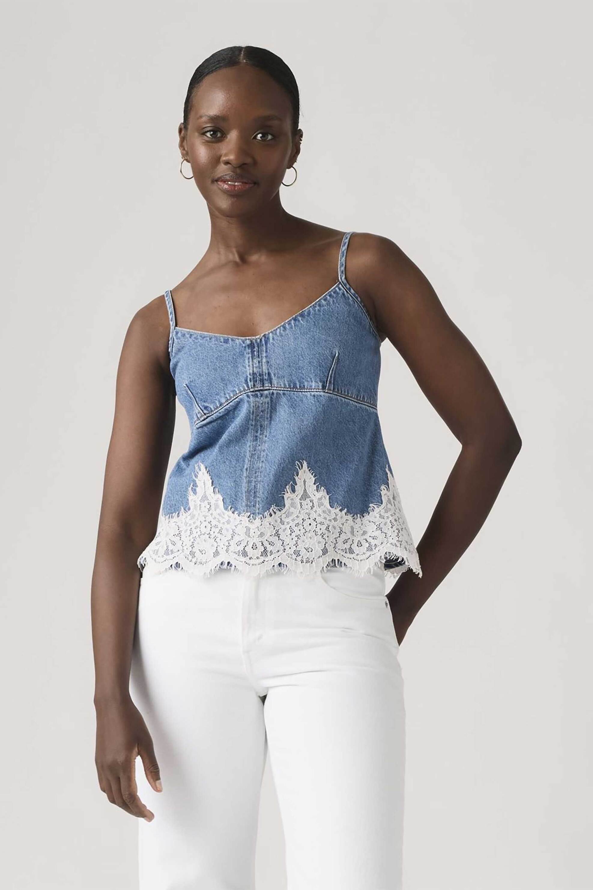 LEVI'S Levi's® γυναικείο denim τοπ αμάνικο Standard Fit "90's" - 005OW0000 Denim Blue Ανοιχτό - 3