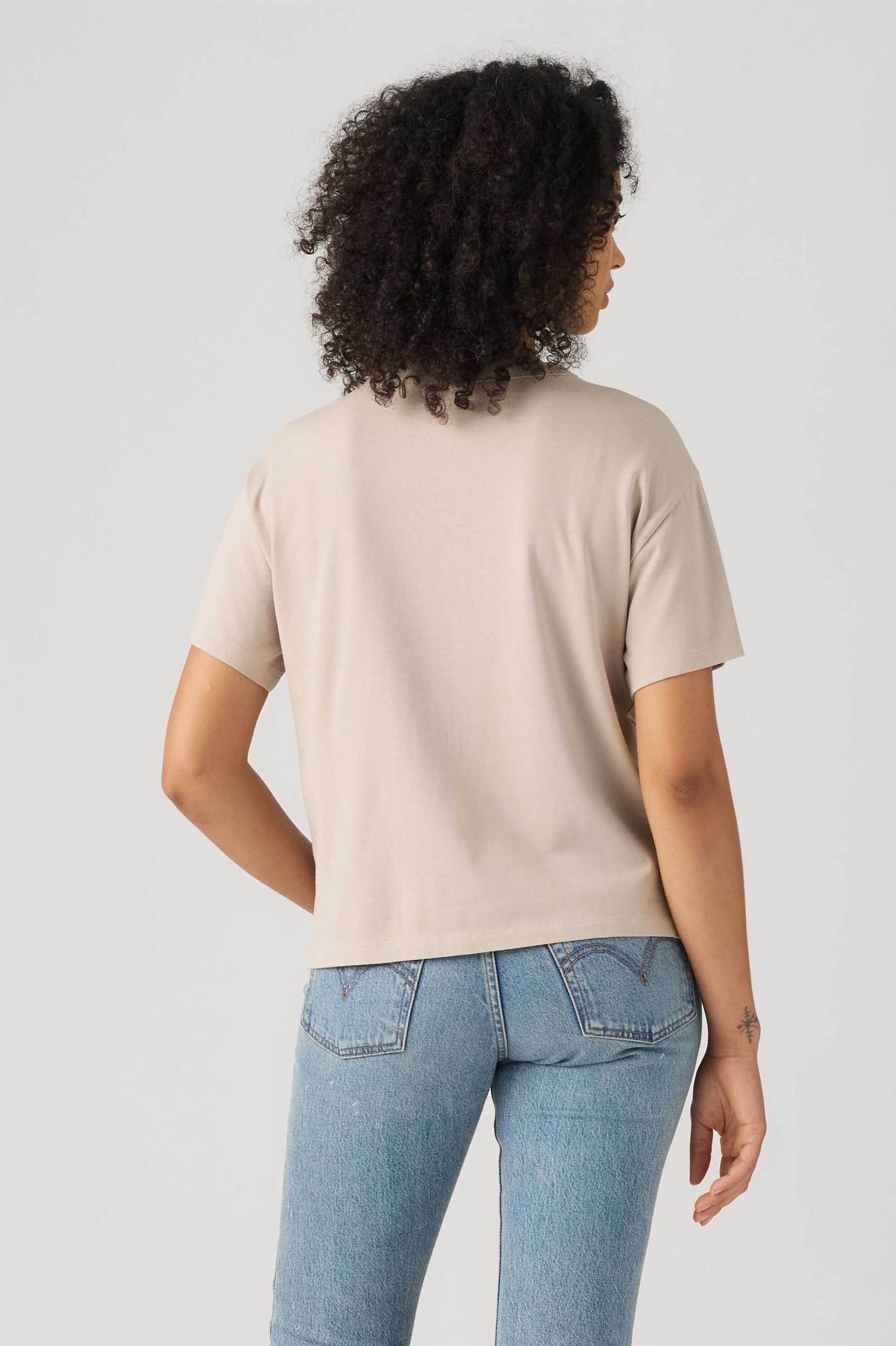 Levi&Apos S Γυναικείο T-Shirt με Ανάγλυφο Λογότυπο Loose Fit Vintage - 005Oy0045 Μπεζ