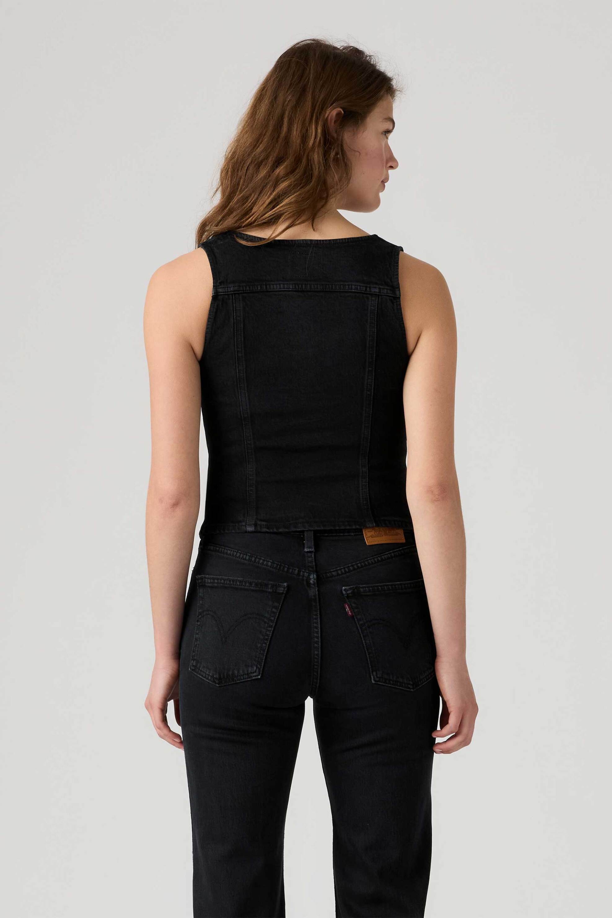 Levi&Apos S Γυναικείο Denim Αμάνικο Τοπ με Φερμουάρ Slim Fit Vintage - 0089P0003 Μαύρο