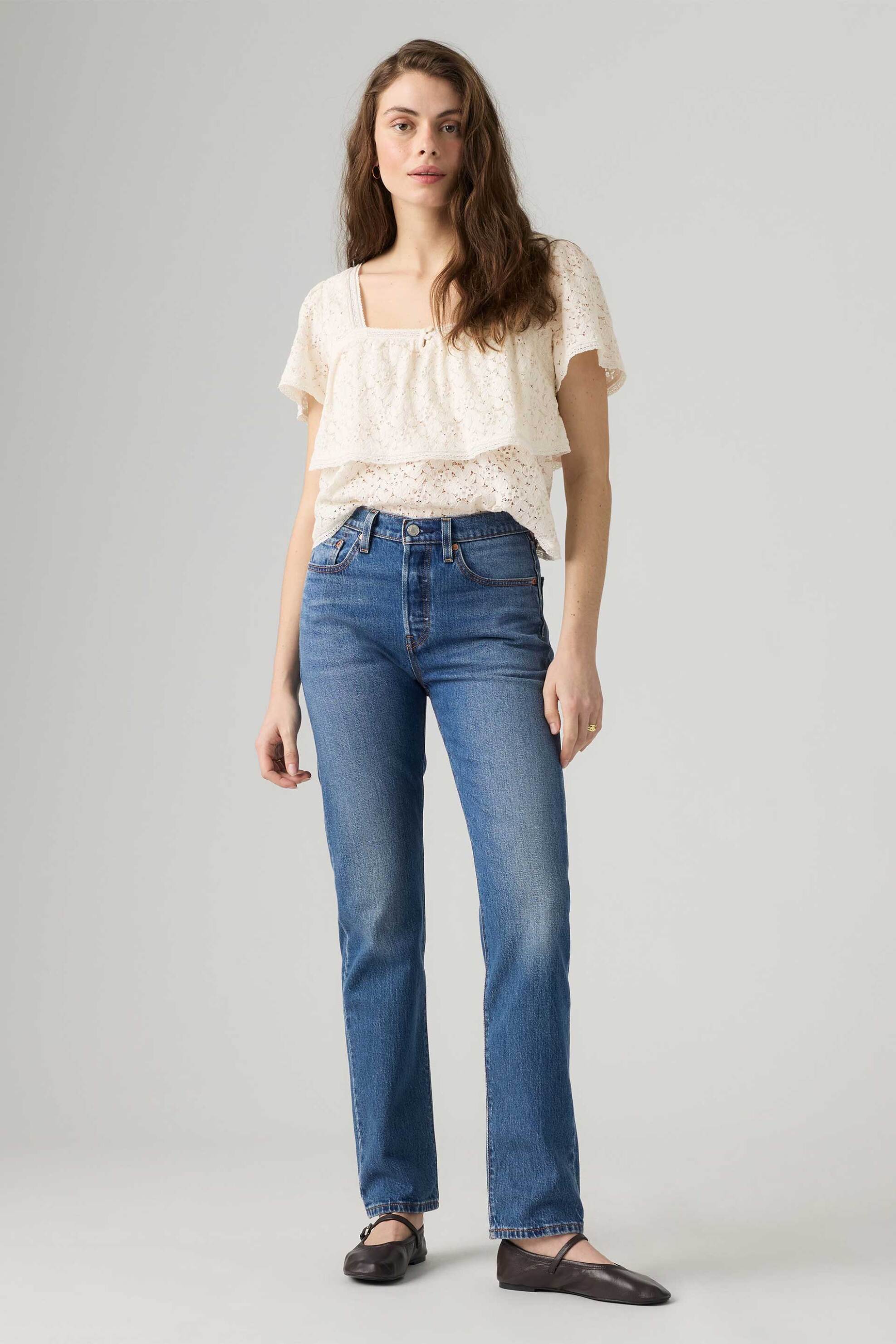 Levi's® γυναικείο ψηλόμεσο τζιν παντελόνι πεντάτσεπο Straight Fit 