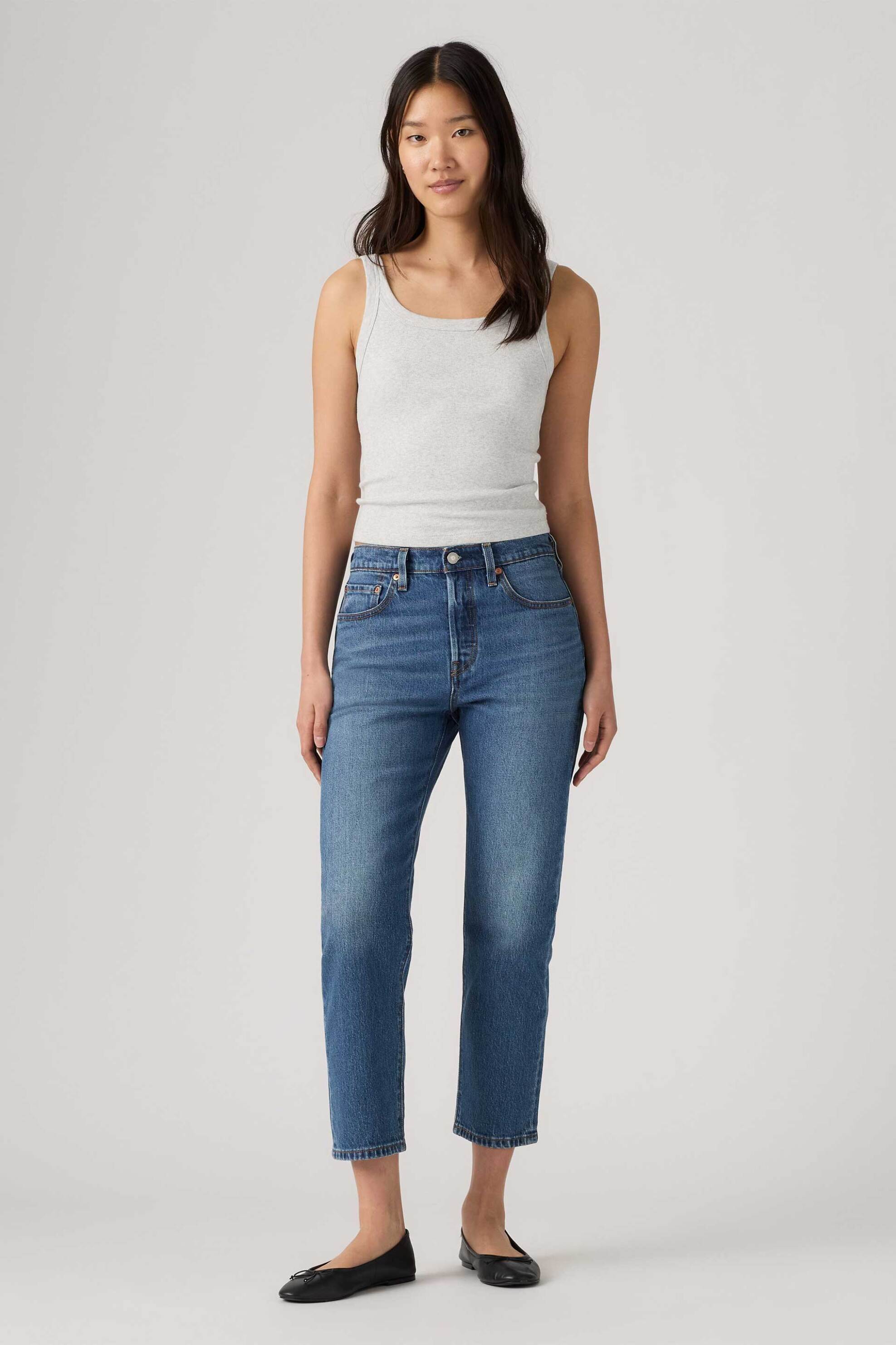 Levi's® γυναικείο ψηλόμεσο τζιν παντελόνι cropped πεντάτσεπο Straight Fit 