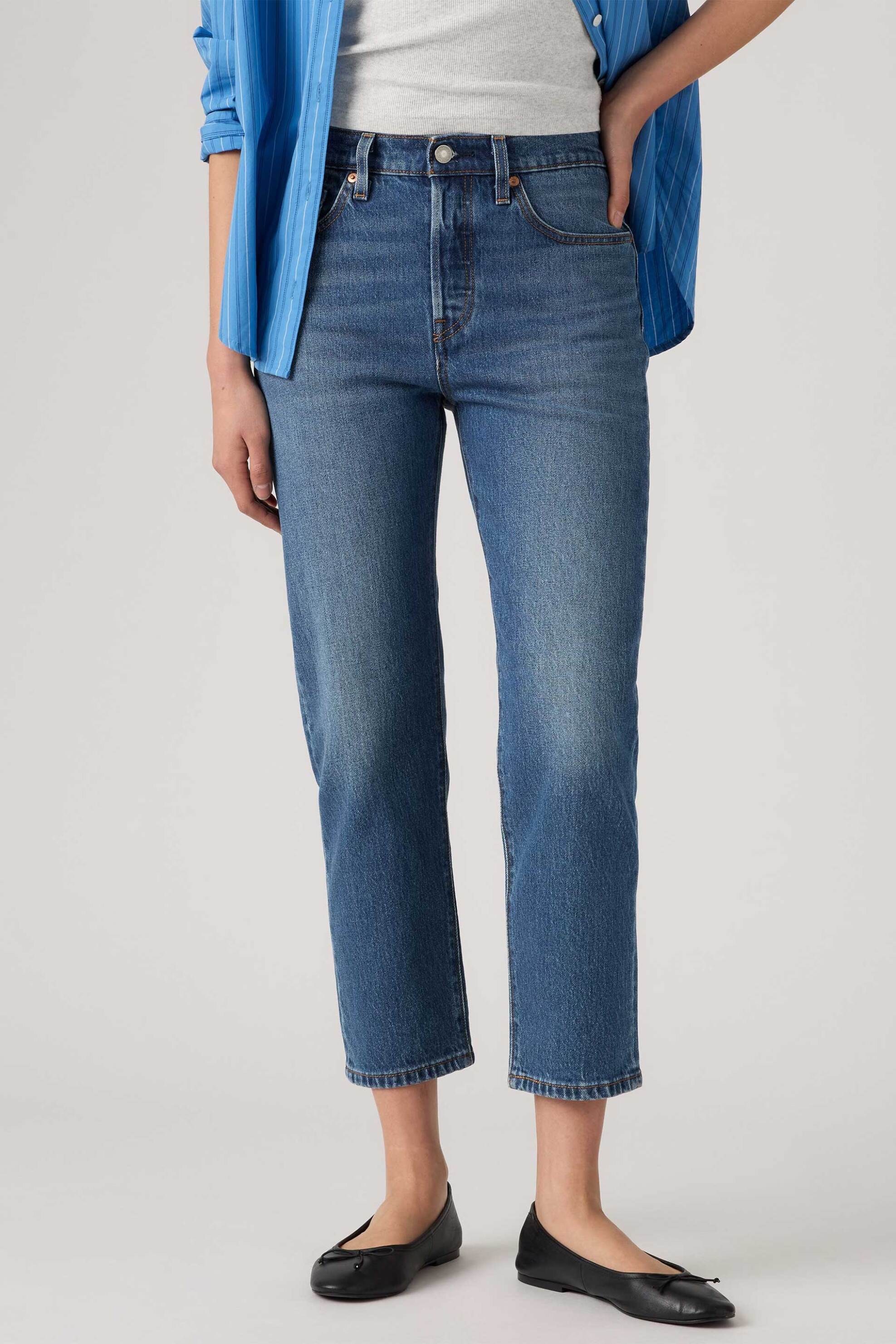 Levi's® γυναικείο ψηλόμεσο τζιν παντελόνι cropped πεντάτσεπο Straight Fit 