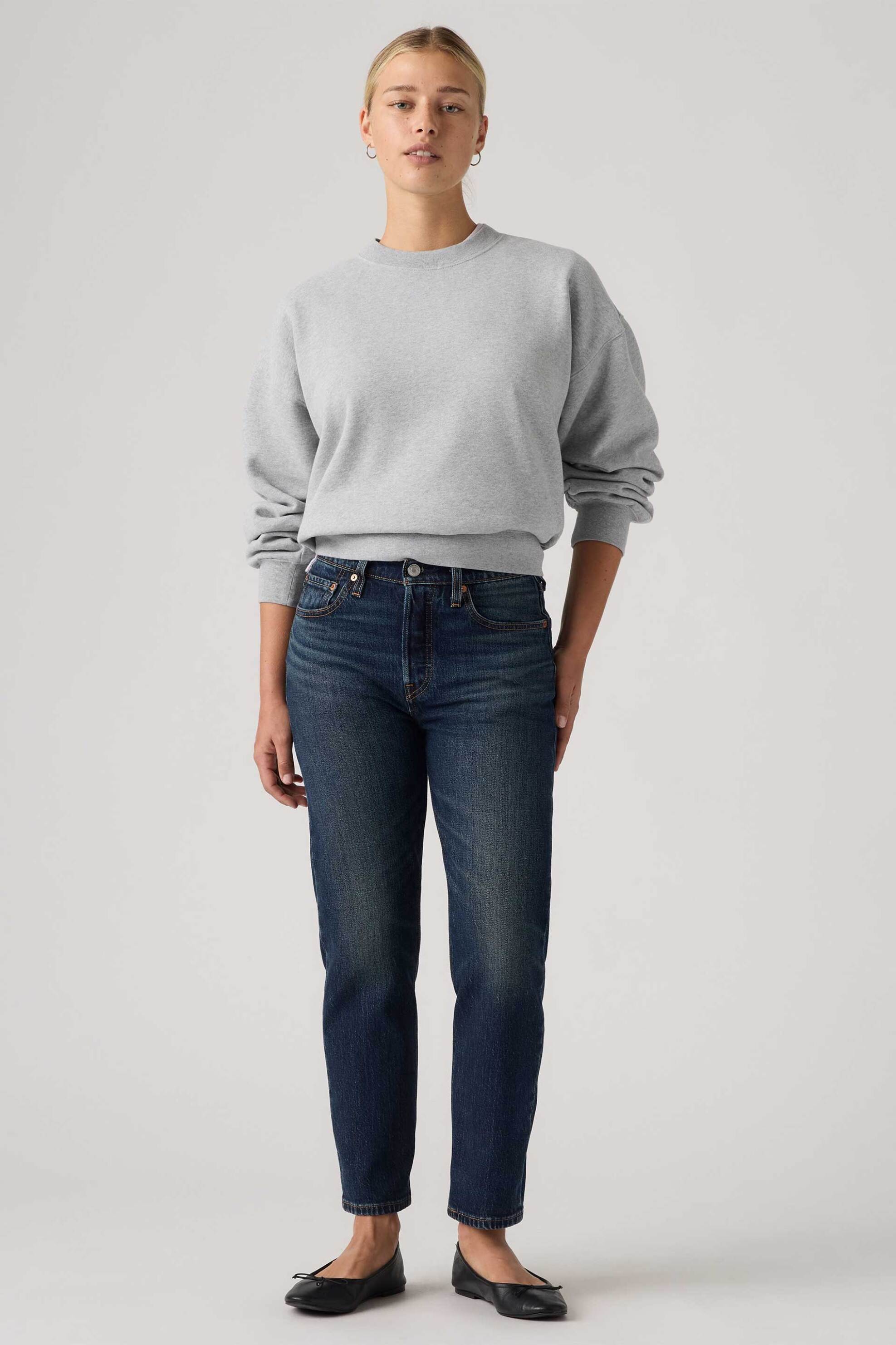 Levi's® γυναικείο ψηλόμεσο τζιν παντελόνι cropped πεντάτσεπο Straight Fit 