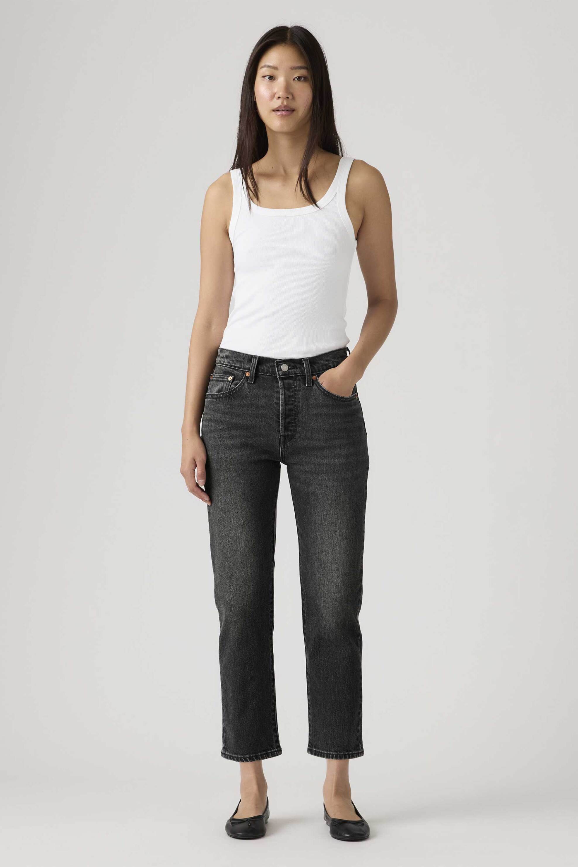 Levi's® γυναικείο ψηλόμεσο τζιν παντελόνι cropped πεντάτσεπο Straight Fit 