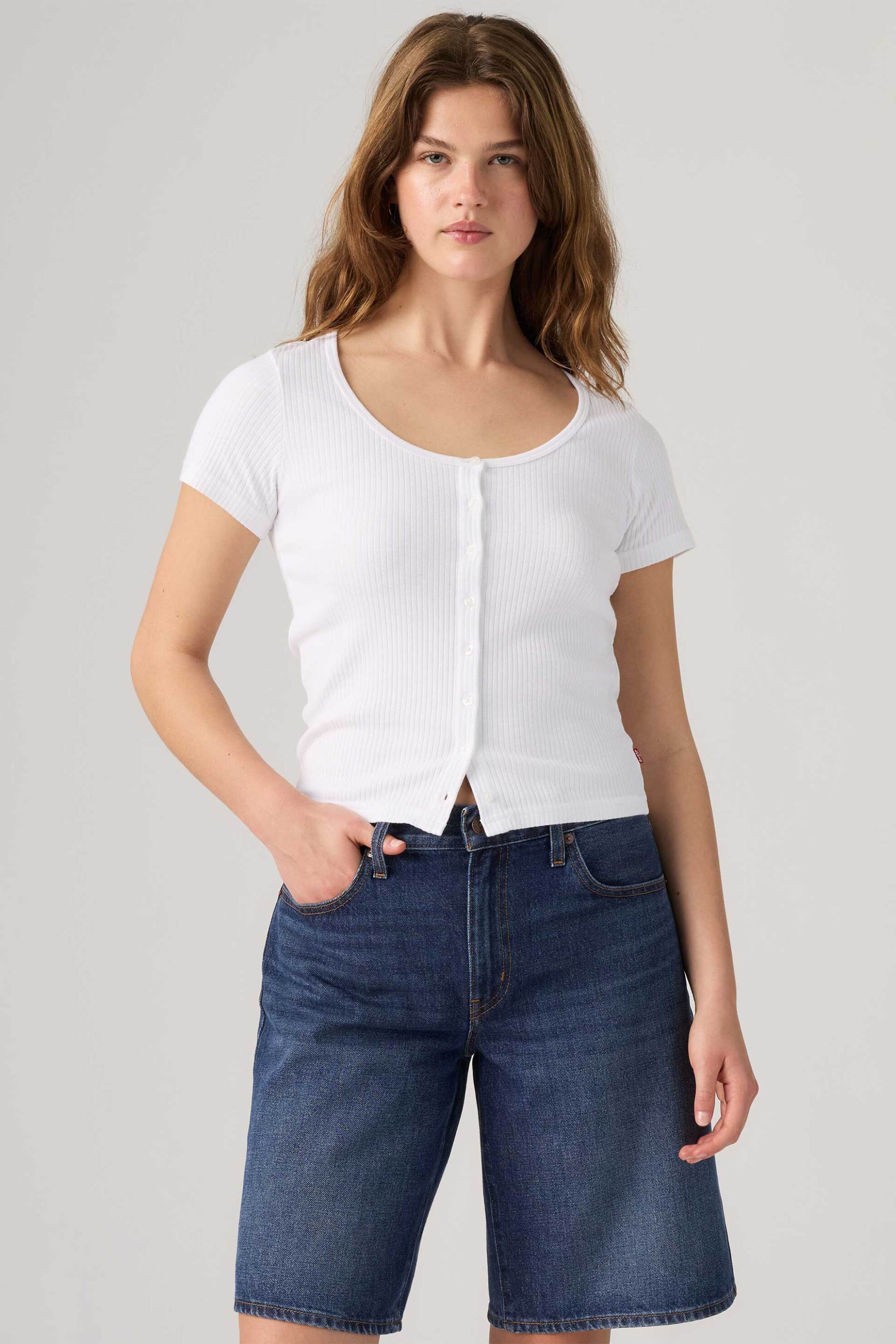 Levi's® γυναικείο πλεκτό τοπ ribbed με κουμπιά Slim Fit 