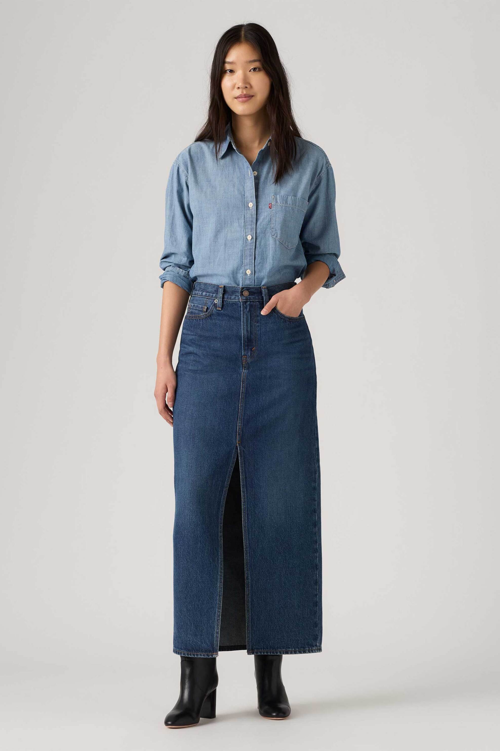 LEVI'S Levi's® γυναικεία denim midi φούστα πεντάτσεπη Regular Fit "Column" - A75120016 Denim Blue Σκούρο