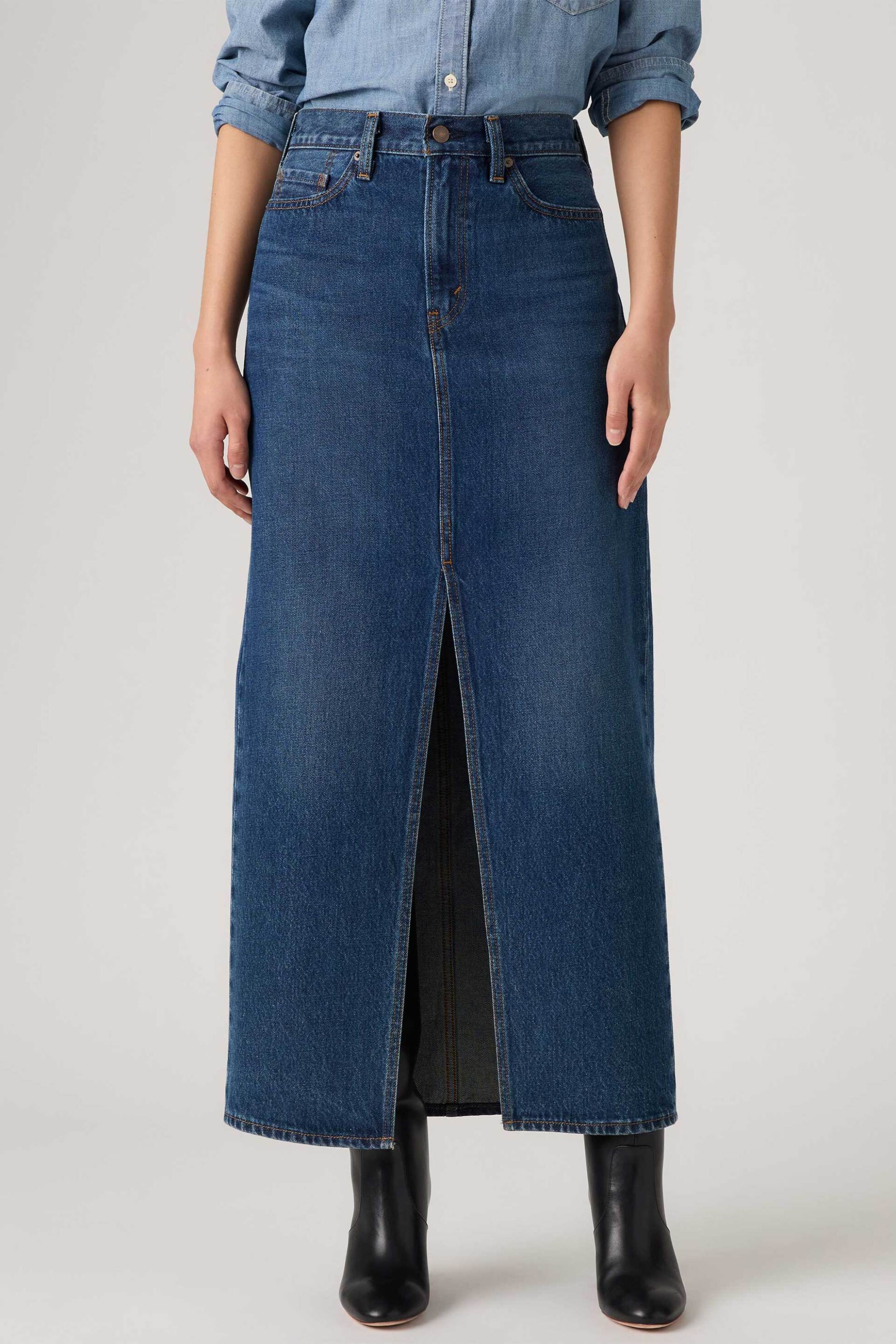 LEVI'S Levi's® γυναικεία denim midi φούστα πεντάτσεπη Regular Fit "Column" - A75120016 Denim Blue Σκούρο - 2