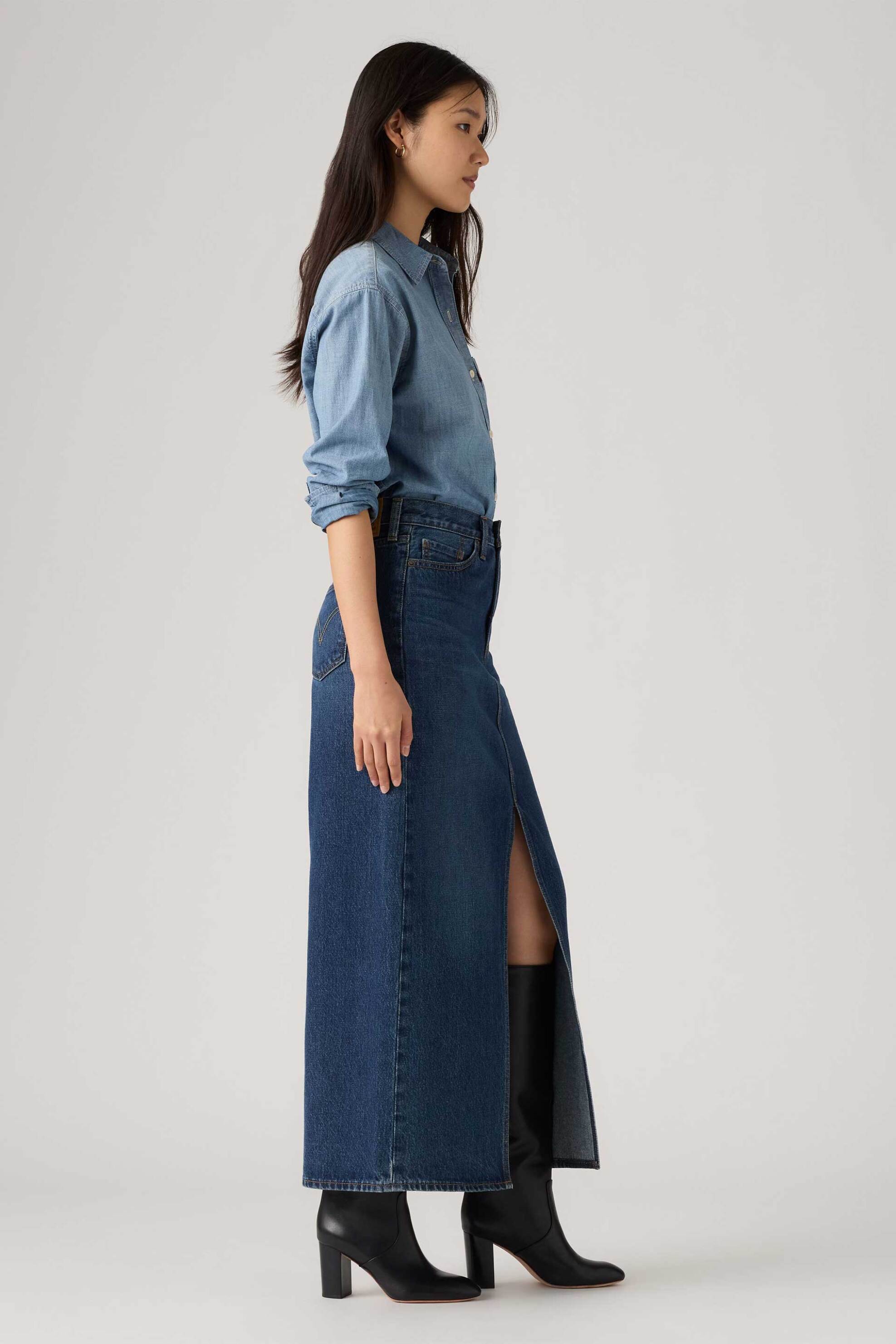LEVI'S Levi's® γυναικεία denim midi φούστα πεντάτσεπη Regular Fit "Column" - A75120016 Denim Blue Σκούρο - 3